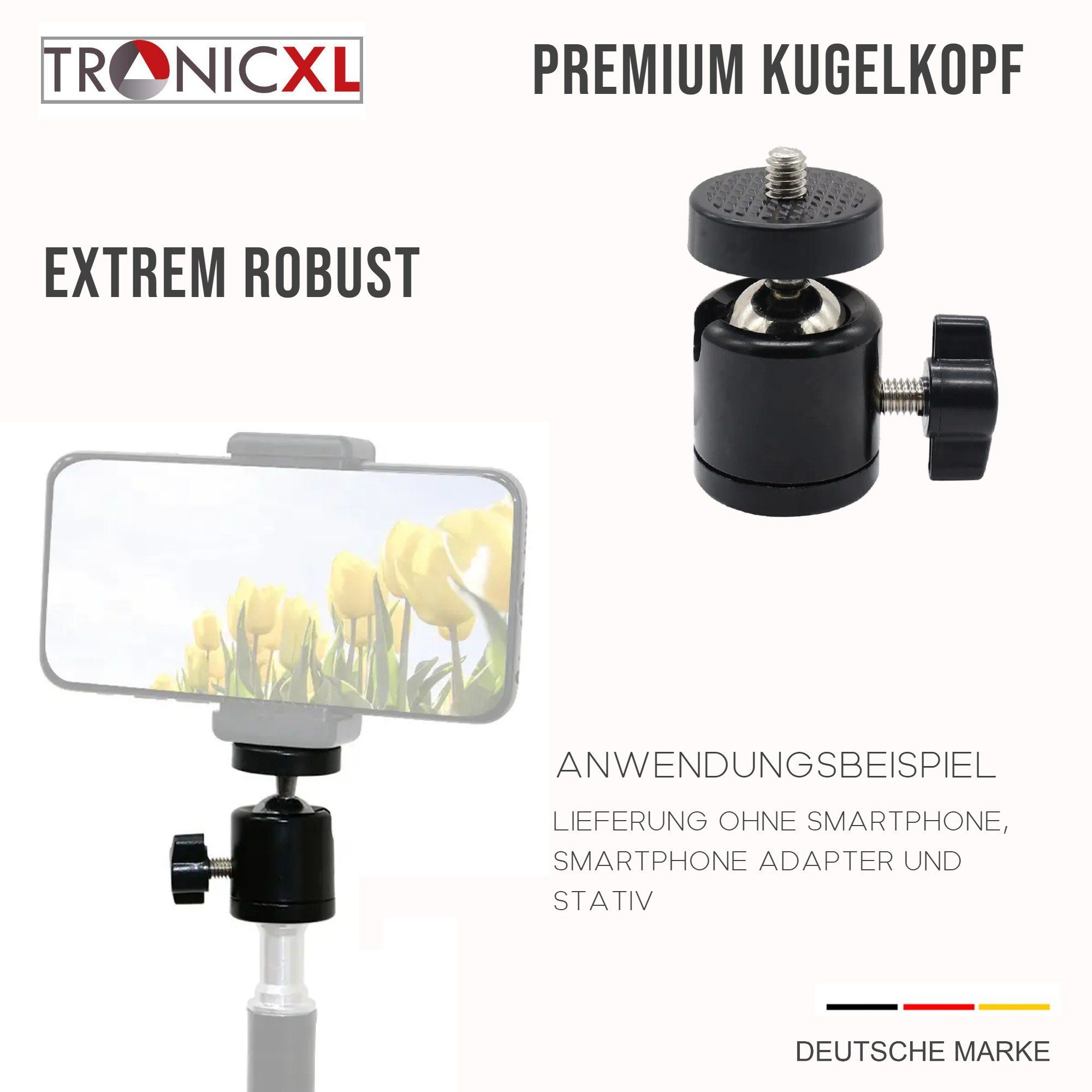 TronicXL 360° Kugelkopf Stativ Zubehör Kamera Adapter Stativhalterung Stativkopf Foto 1/4"