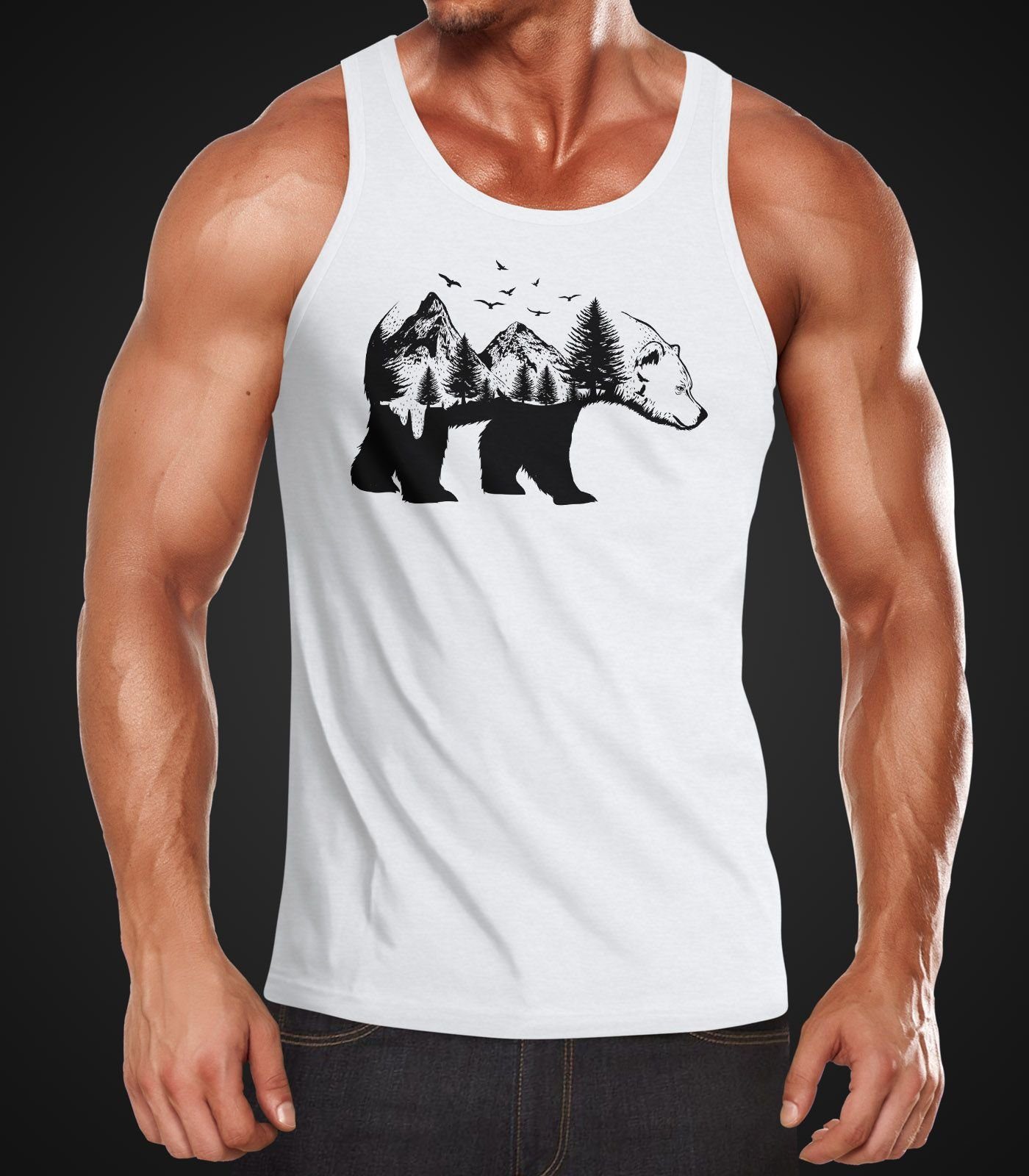 Neverless Tanktop Herren Tank-Top Bär Kunst günstig online kaufen