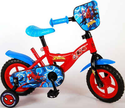 Spiderman Kinderfahrrad Jungen - 10 Zoll - Blau/Rot - Fester Gang - bis 35 kg - EVA Reifen, 2 - 4 Jahre, 85% zusammengebaut, Plastikfelgen