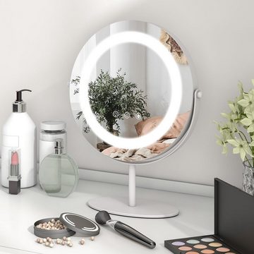 KOMFOTTEU Kosmetikspiegel Schminkspiegel, mit Beleuchtung, 360° drehbar