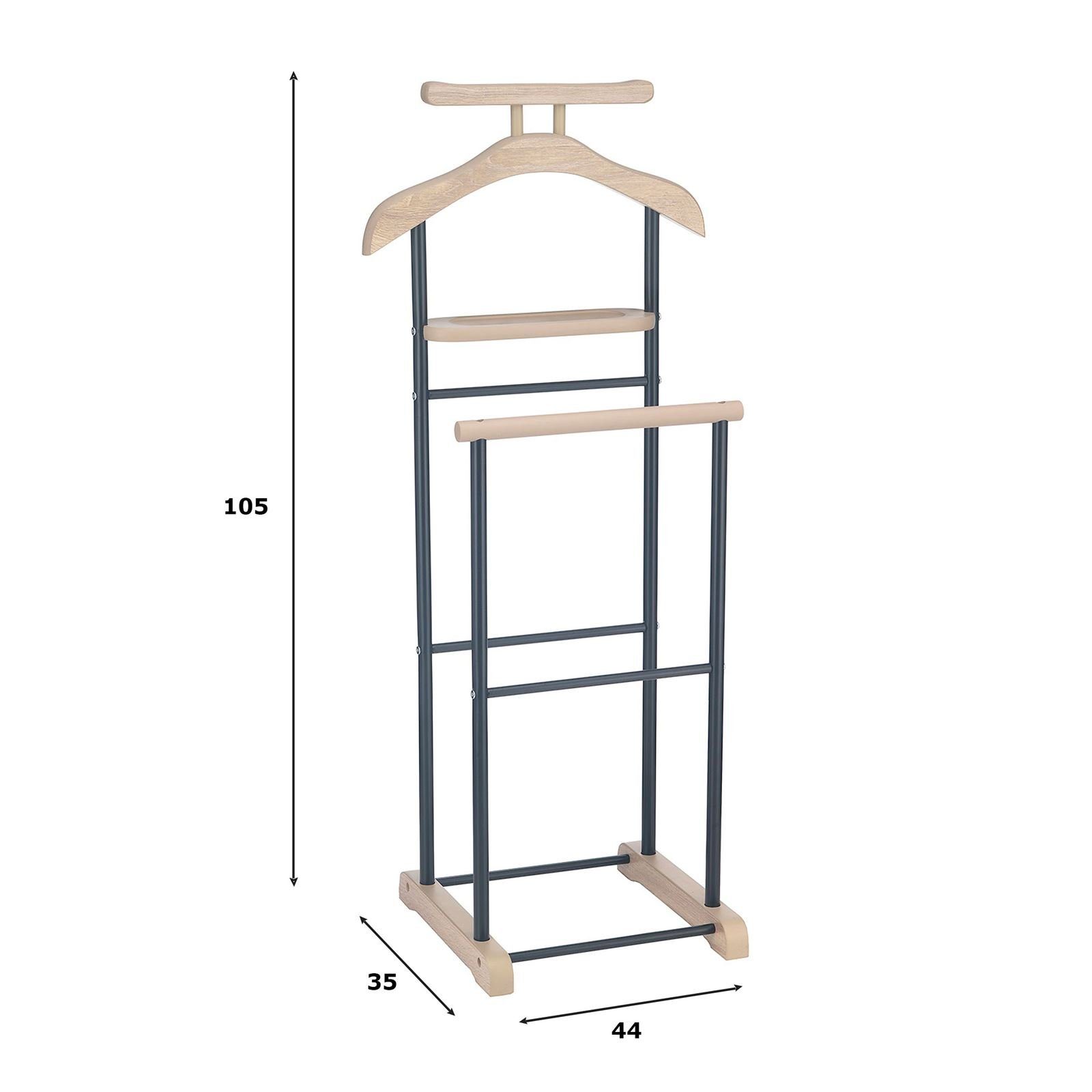 CARO-Möbel Herrendiener MEDINA, Kleiderablage mit Hosenbügel, Kleiderständer Stummer Diener eiche/holz