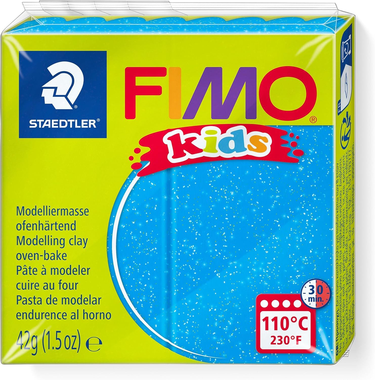 FIMO Knete FIMO kids Modelliermasse Blau Glitter 42g - Kinderknete