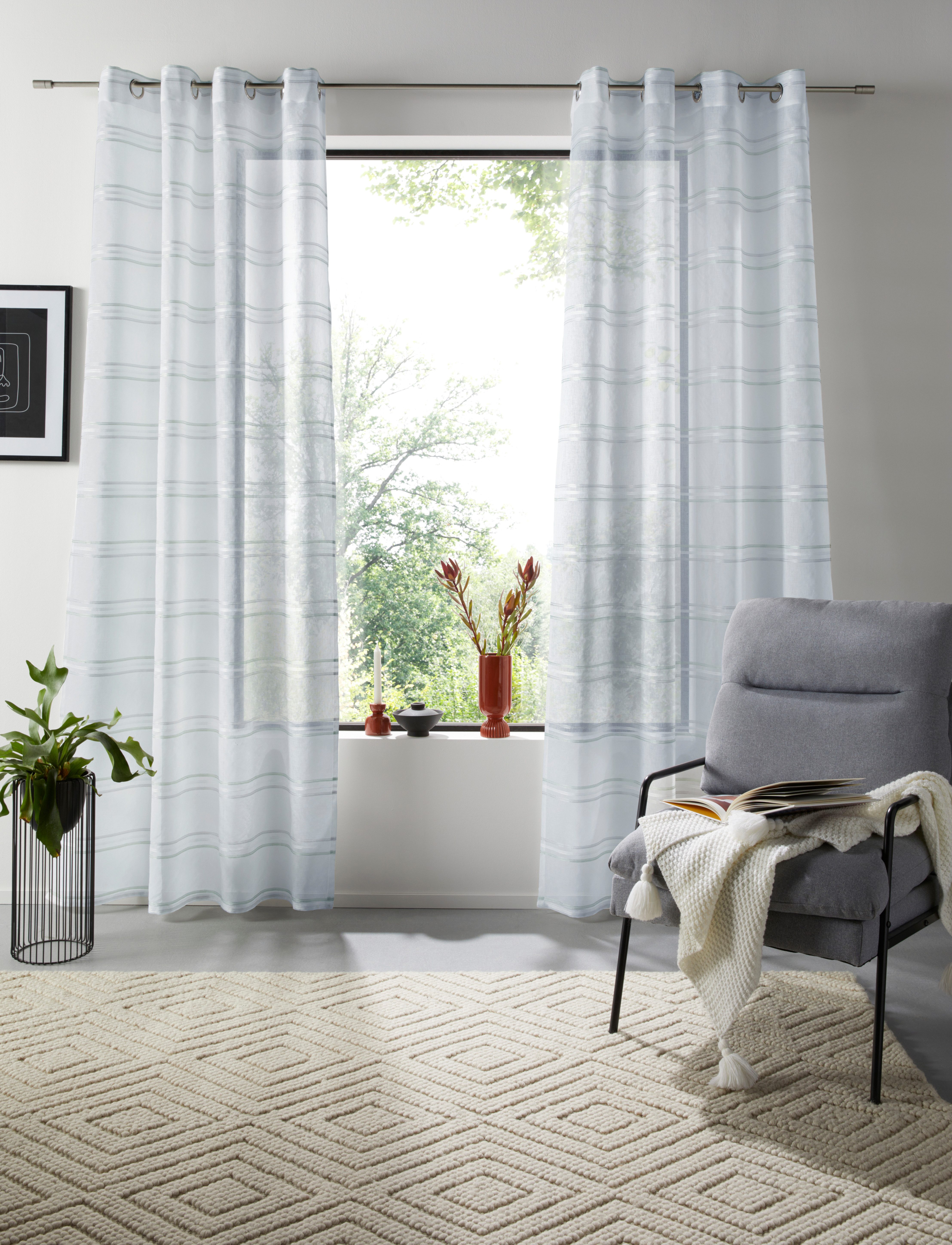 OTTO home Gardine Sirii (1 St), Ösen, halbtransparent, Polyester, Halbtransparent, angenehme Haptik, mit Streifen, modern
