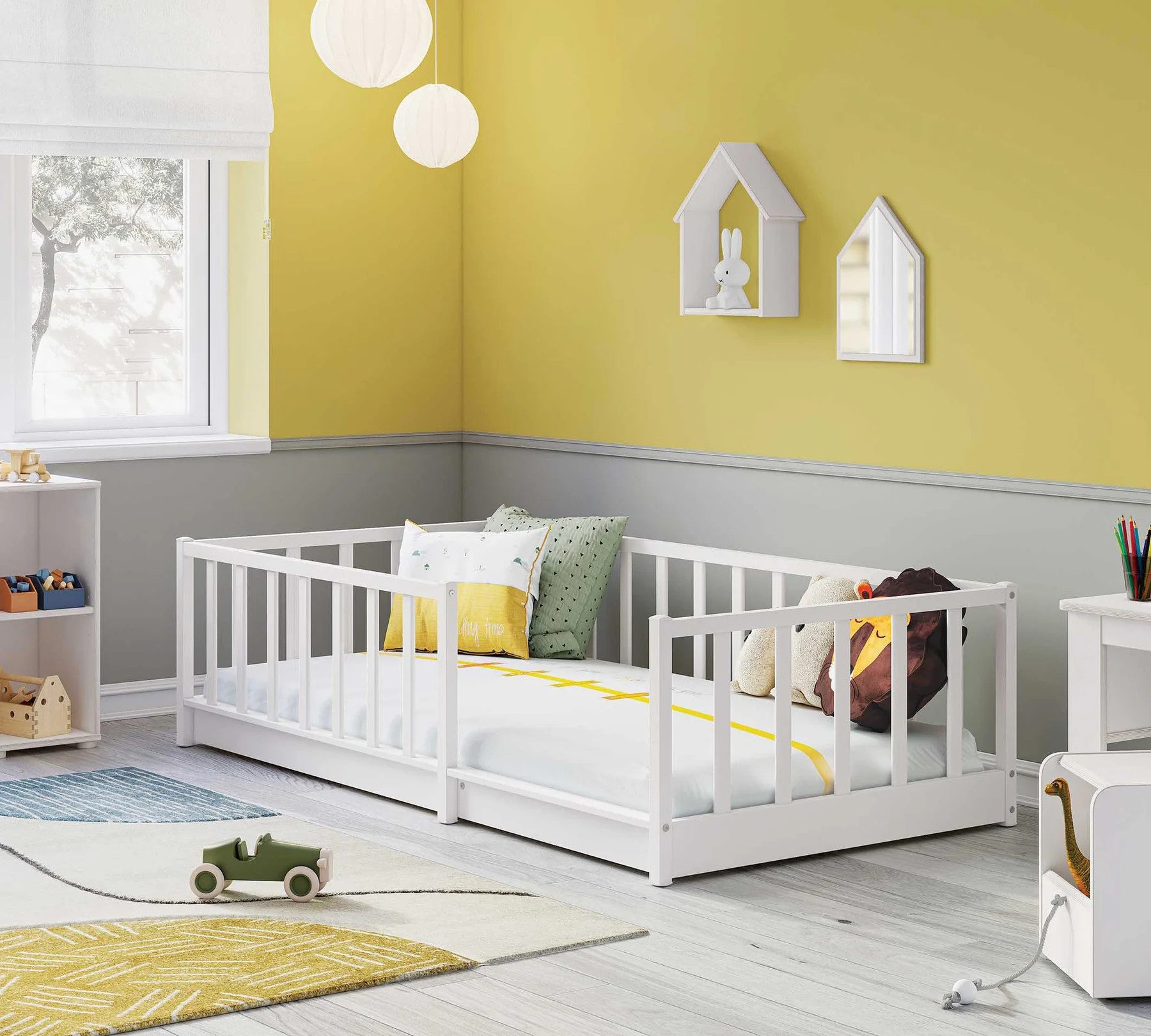 Möbel-Zeit Kinderbett MONTE Bodenbett – 90x190 cm – Sicherer Schlafplatz für Kleinkinder