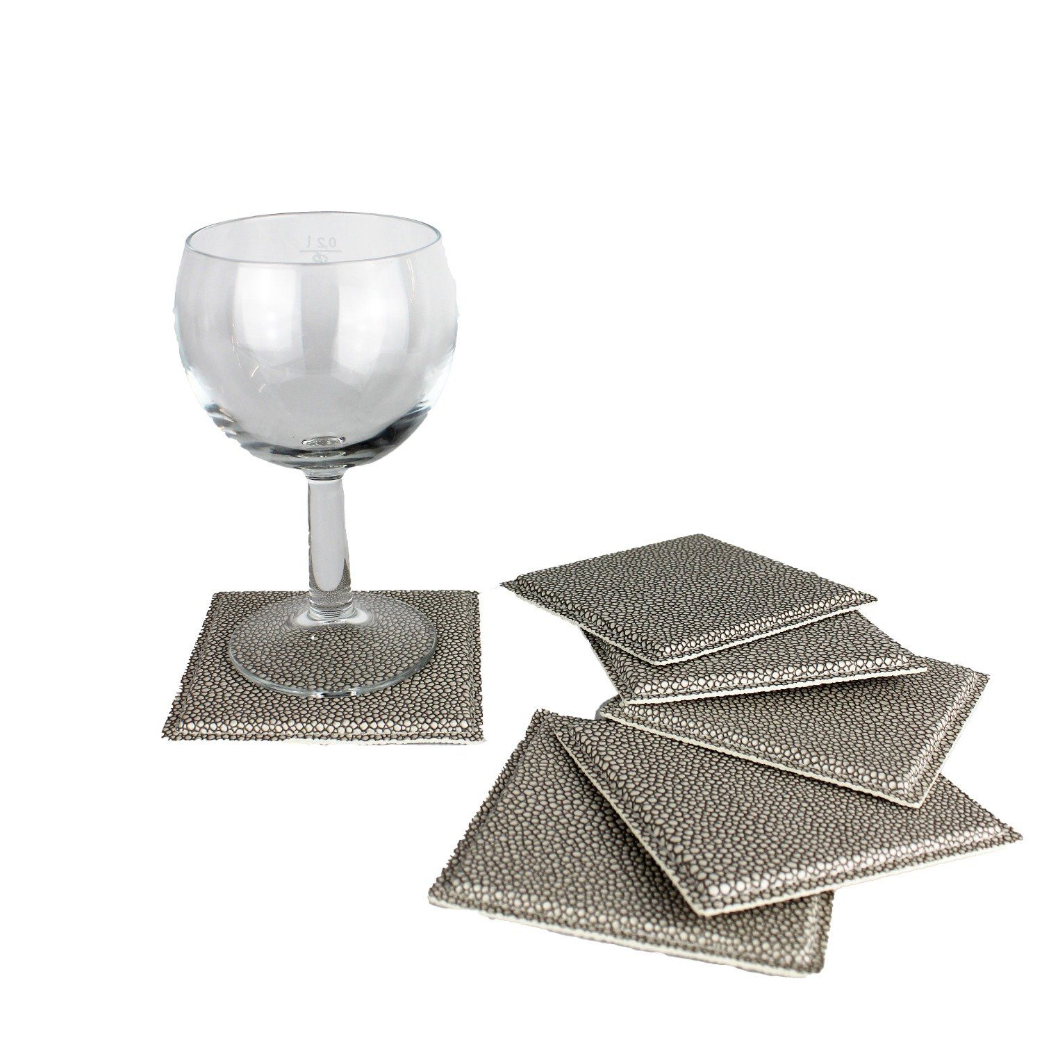 Glasuntersetzer Glasuntersetzer 6-er Set Rochenhaut Kunstleder