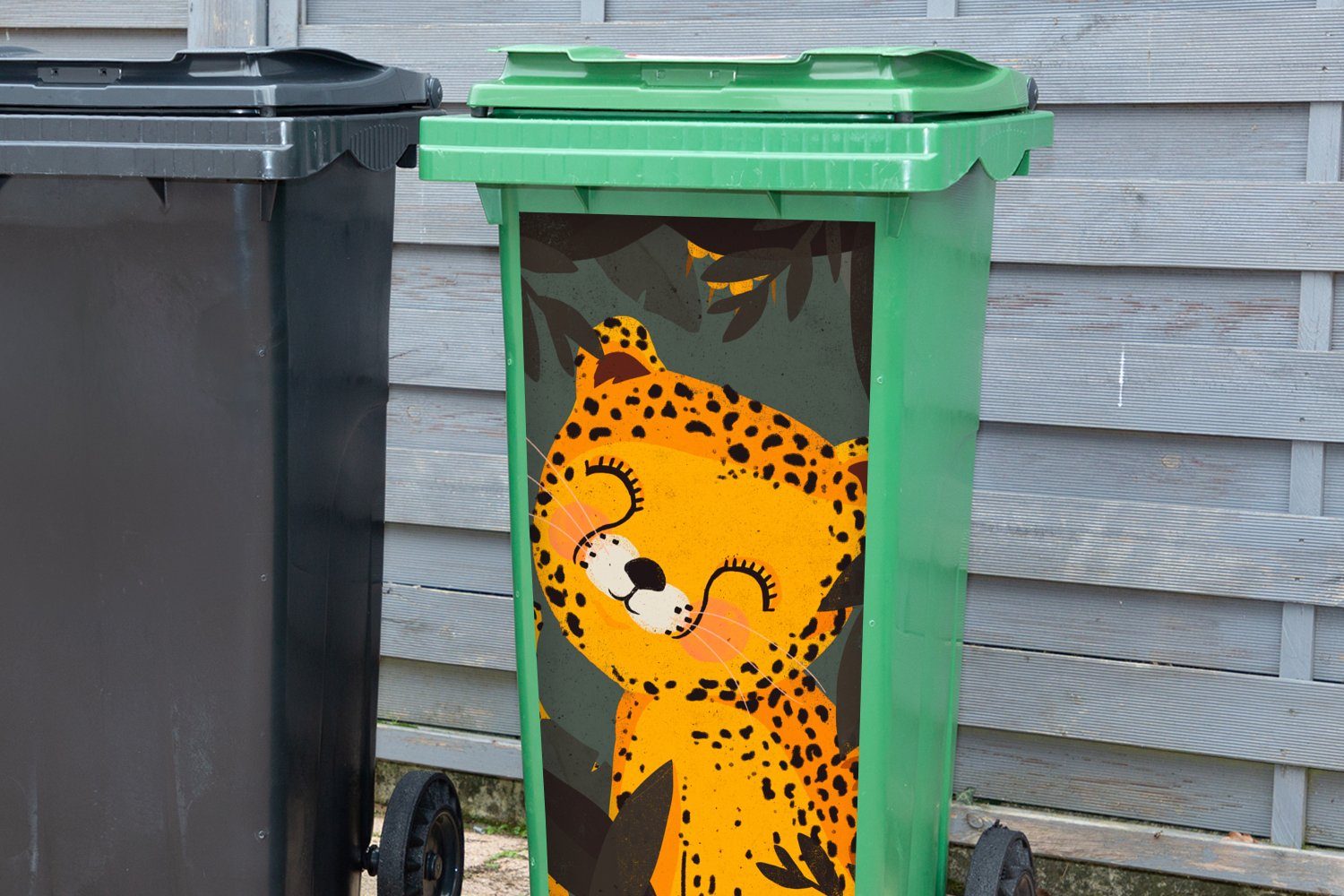 MuchoWow Wandsticker Gepard (1 - Kinder - Dschungel St), Tiere - Sticker, Mülltonne, Container, Abfalbehälter Mülleimer-aufkleber