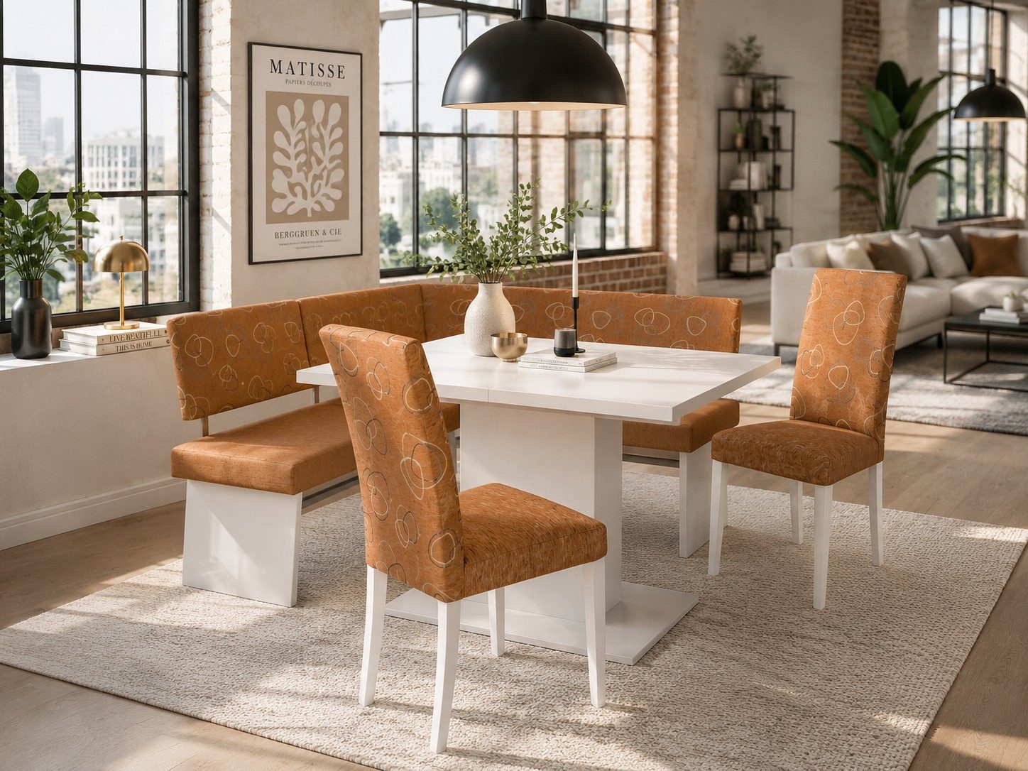 moebel-direkt-online Eckbankgruppe 4teilige Eckbankgruppe, Stellmaß 140x180 cm, (Spar-Set, 4teilig)
