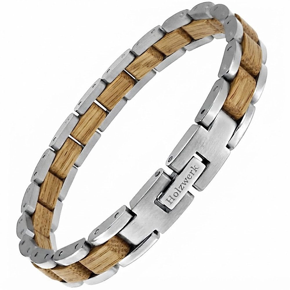 Holzwerk Edelstahlarmband Damen Designer Holz Armband, Armkette Gliederarmband, Holz Unikate inkl. Armbandkürzer, ideal als Geschenk