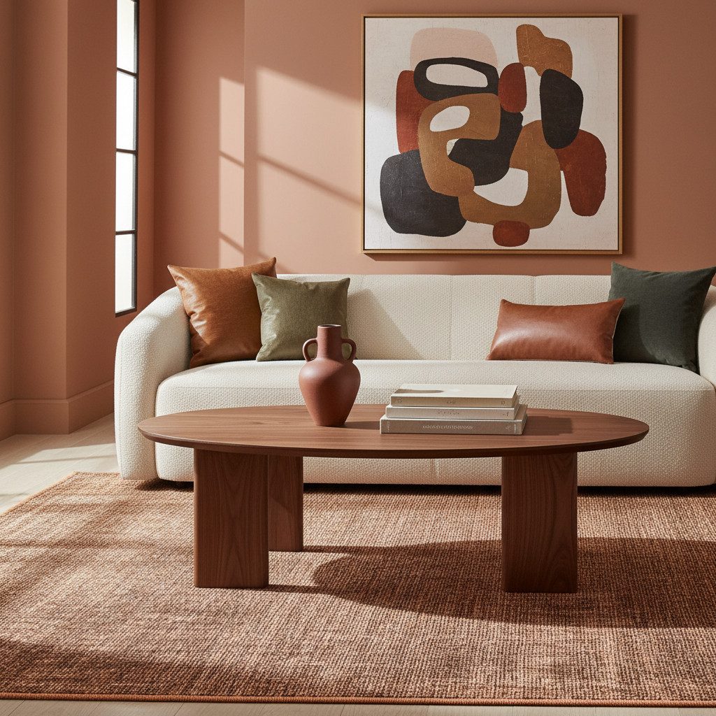 KADIMA DESIGN Wollteppich Kurzflor Teppich KOFEL Baumwolle Uni Waschbar Läufer Flur Küche, Läufer, Höhe: 9 mm, Kupfer, 80x150 cm, Esszimmerteppich Einfarbig Uni – Bild 4 von 5