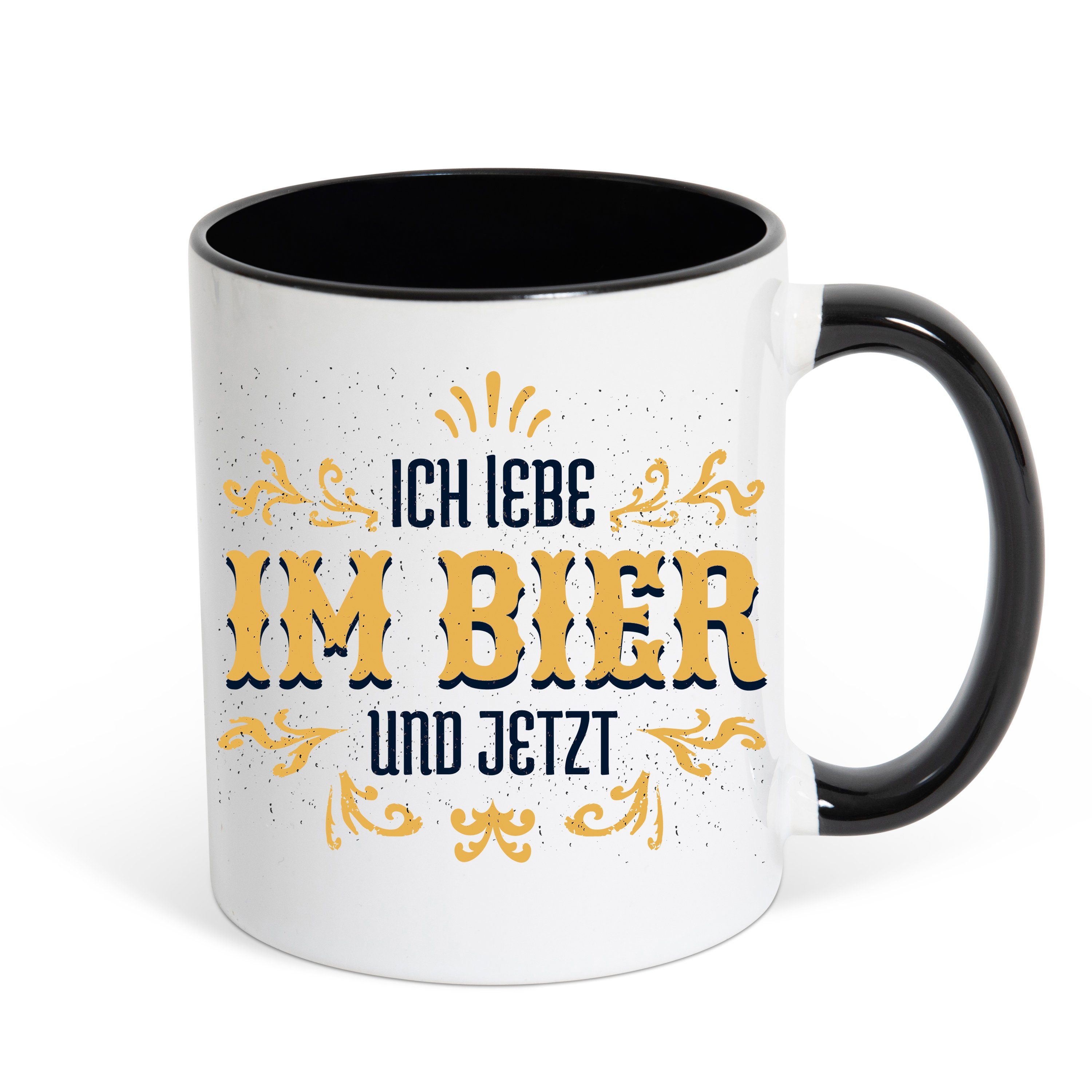 Youth Designz Tasse Im Bier Und Jetzt Kaffeetasse Geschenk, Keramik, mit lustigem Print Weiß/Schwarz