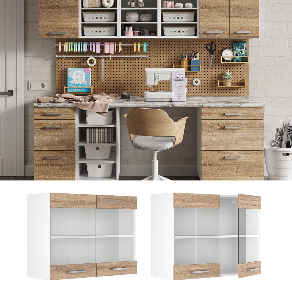 Vicco Schranksystem R-Line, Sonoma/Weiß, 80 cm günstig online kaufen