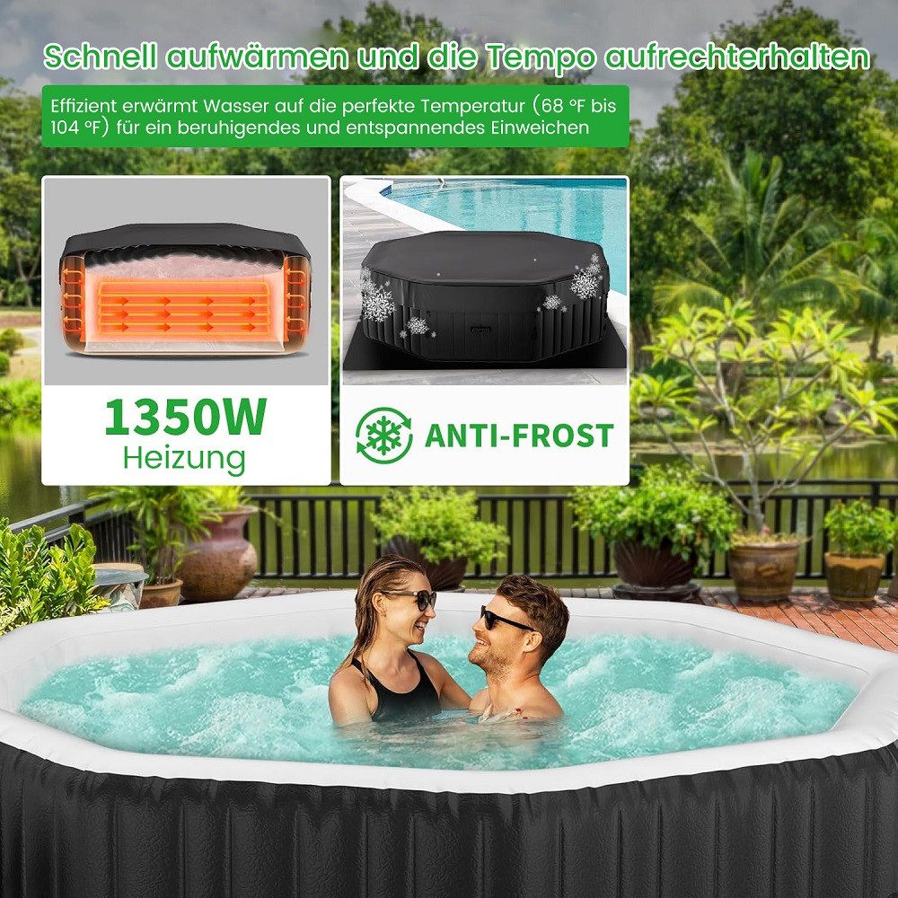 Meulbaty Whirlpool Tragbarer, aufblasbarer Whirlpool für 6 Personen, (1-tlg), mit 130 Luftdüsen für Terrasse und Garten