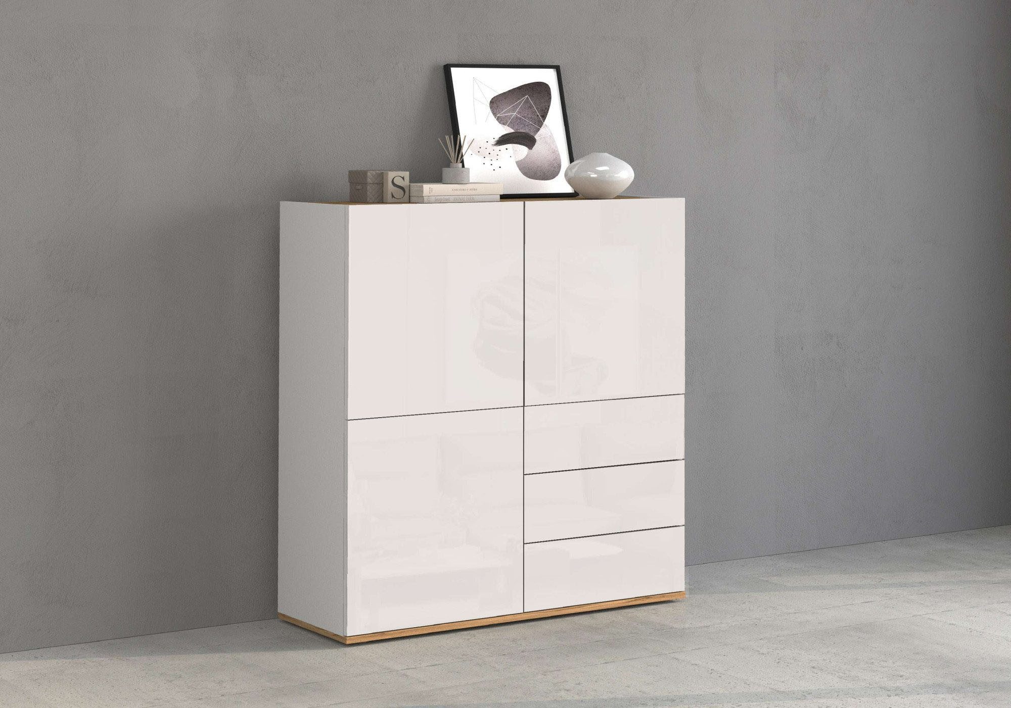 INOSIGN Highboard GARDA Highboard, Kommode, Schrank, Grifflos mit Push to Open (1 St), 3 Türen, 3 Выдвижные ящики, grifflos Breite 102 cm
