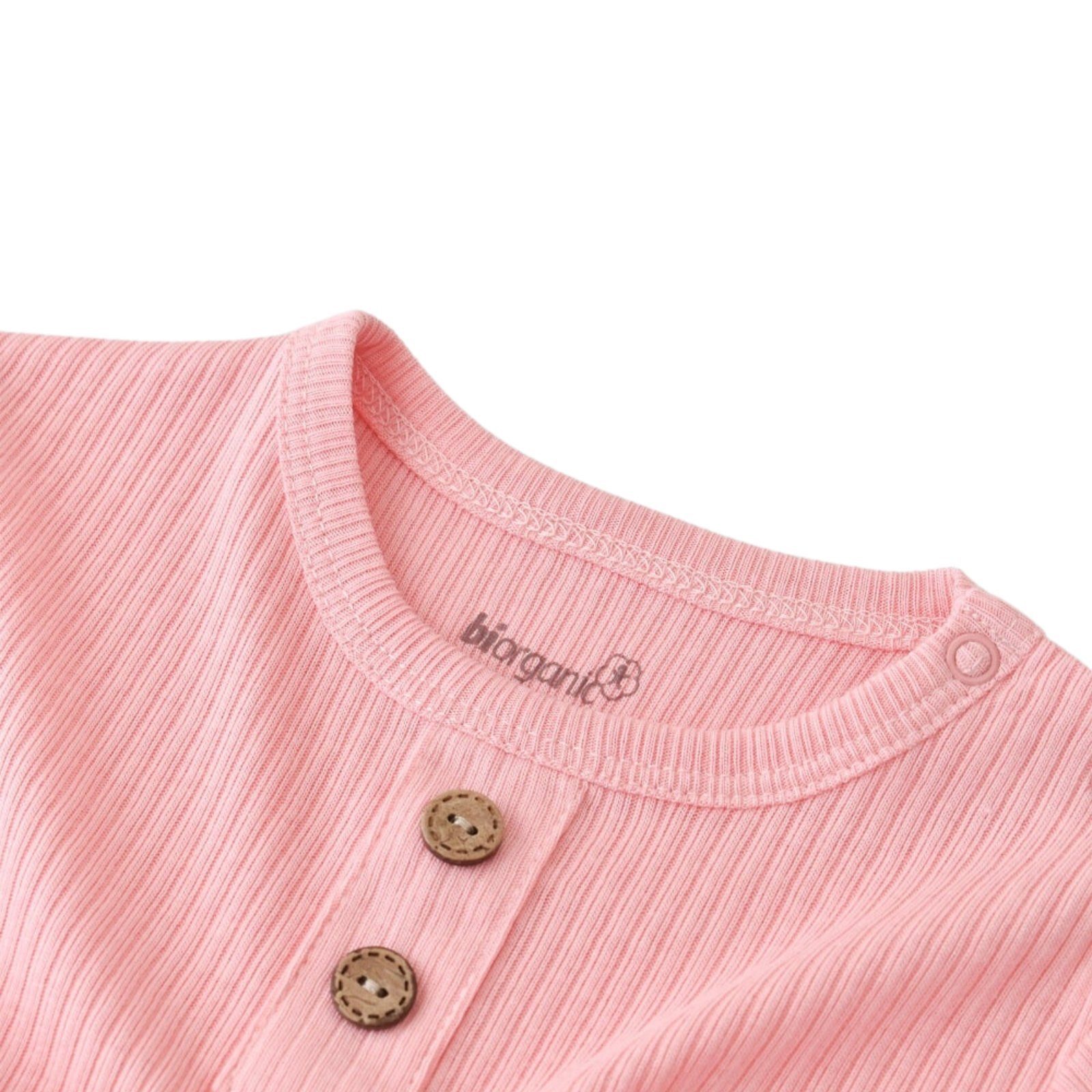 gerippte Set und Bio-Baumwolle (Pyjama-Set, biorganic Langarmshirt + Textilstruktur, Shirt Mädchen Unisex Schlafanzug Modal Baby 56-74 für Größe tlg., & 2 Jungen 50% Modal rosa 50% Hose) Hose Relax