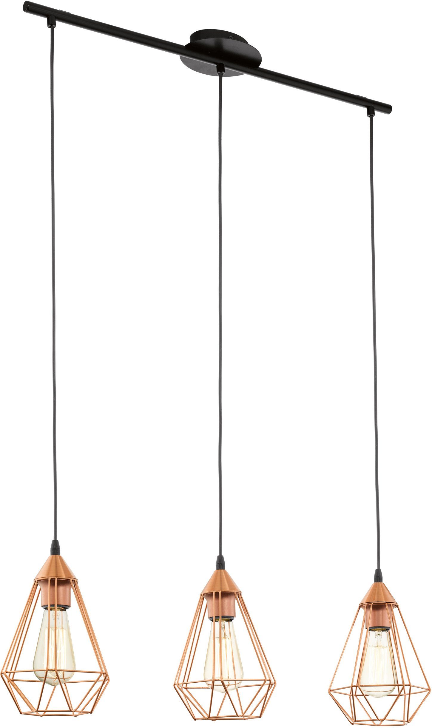 EGLO Hängeleuchte TARBES Pendellampe, Stahl, IP20, E27, Vintage, Esstischlampe, Lampe, ohne Leuchtmittel, Hängelampe, Vintage, Retro, Industrial, Esszimmerlampe, E27