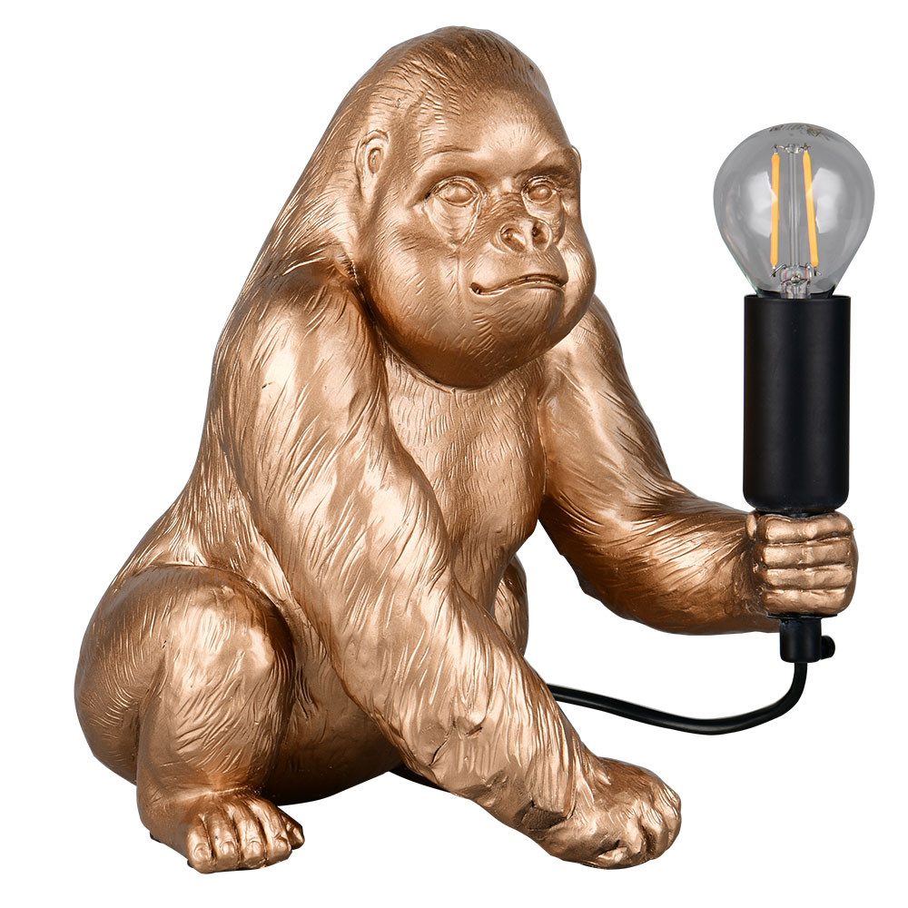 Reality Leuchten Tischleuchte, Leuchtmittel nicht inklusive, Tischlampe Nachttischleuchte Leselampe Affe goldfarben