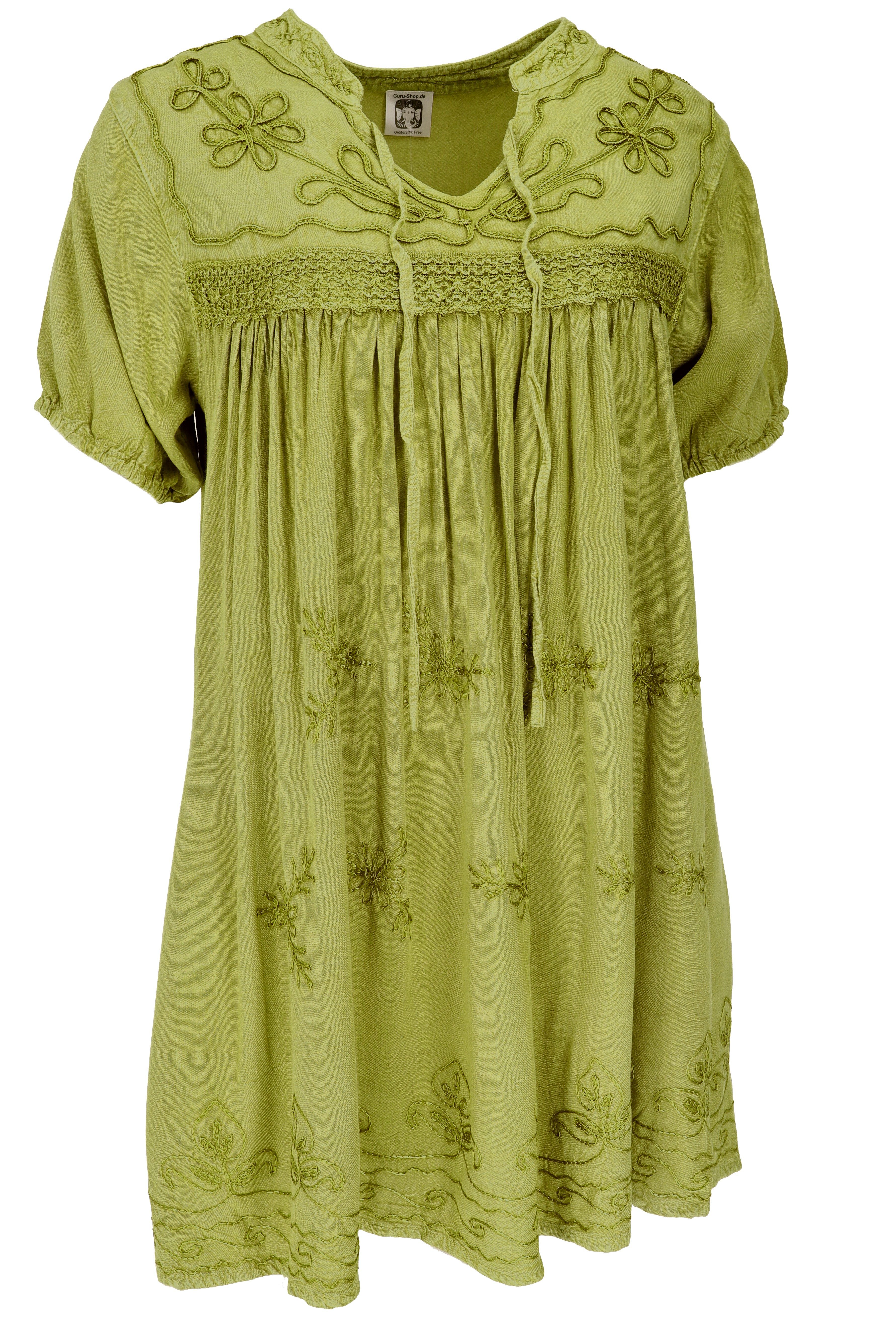 Guru-Shop Longbluse Bestickte indische Boho Bluse, sommerliche.. alternative Bekleidung