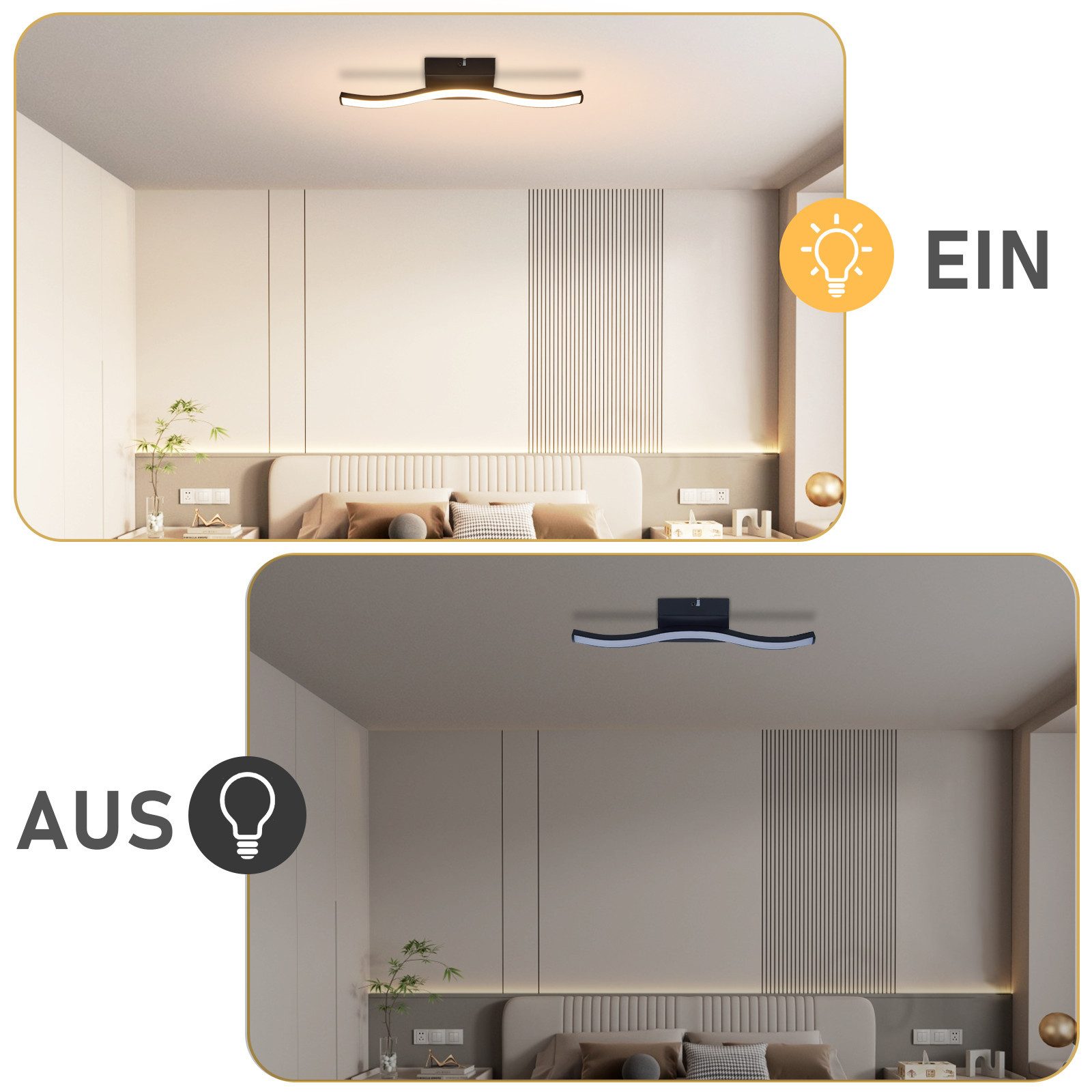 Nettlife Deckenleuchte Flur Schwarz 6W 3000K Modern Innen Wellen Design War günstig online kaufen