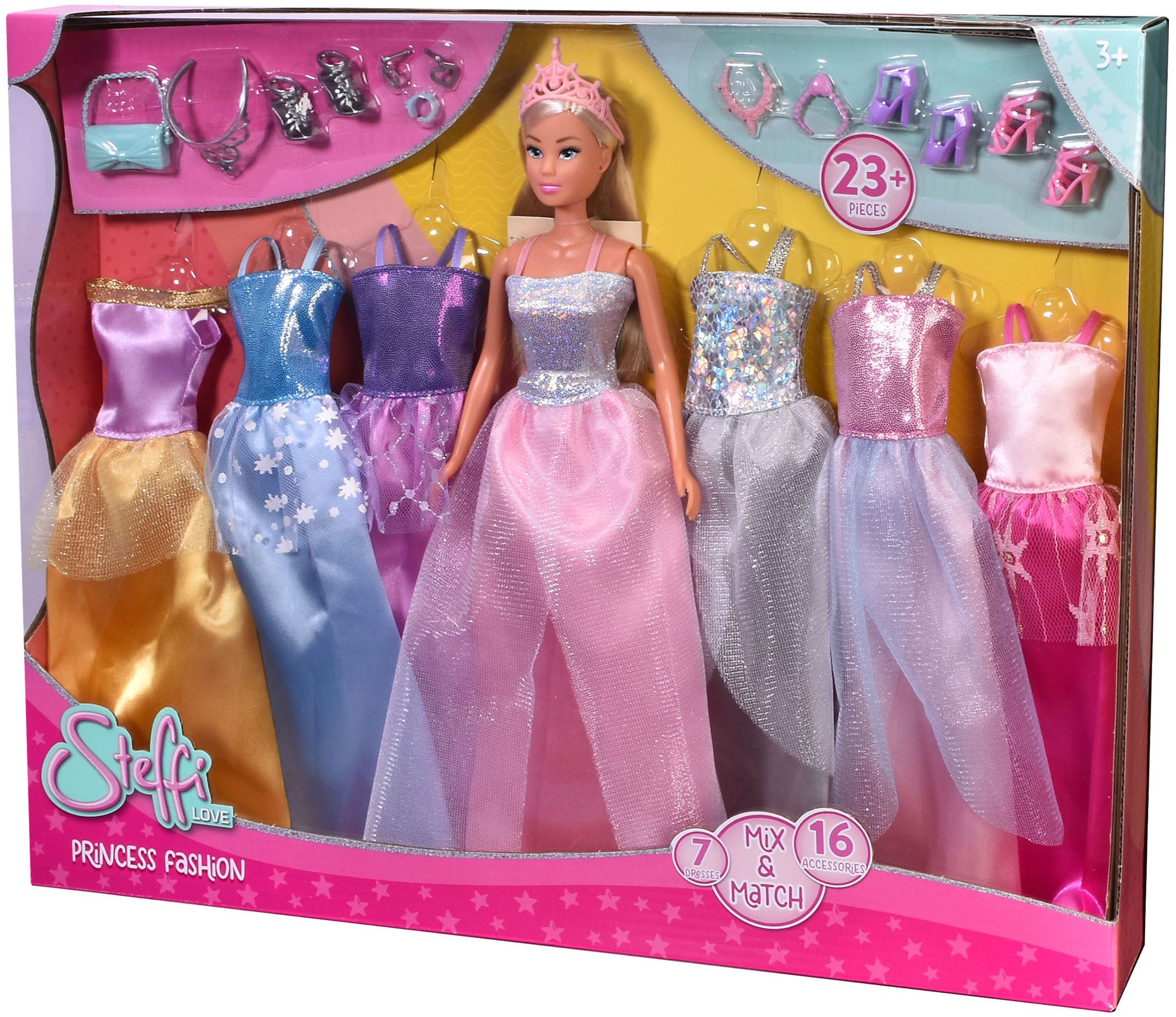 SIMBA Anziehpuppe Steffi Love, Princess Fashion, mit 7 verschiedenen Kleidern