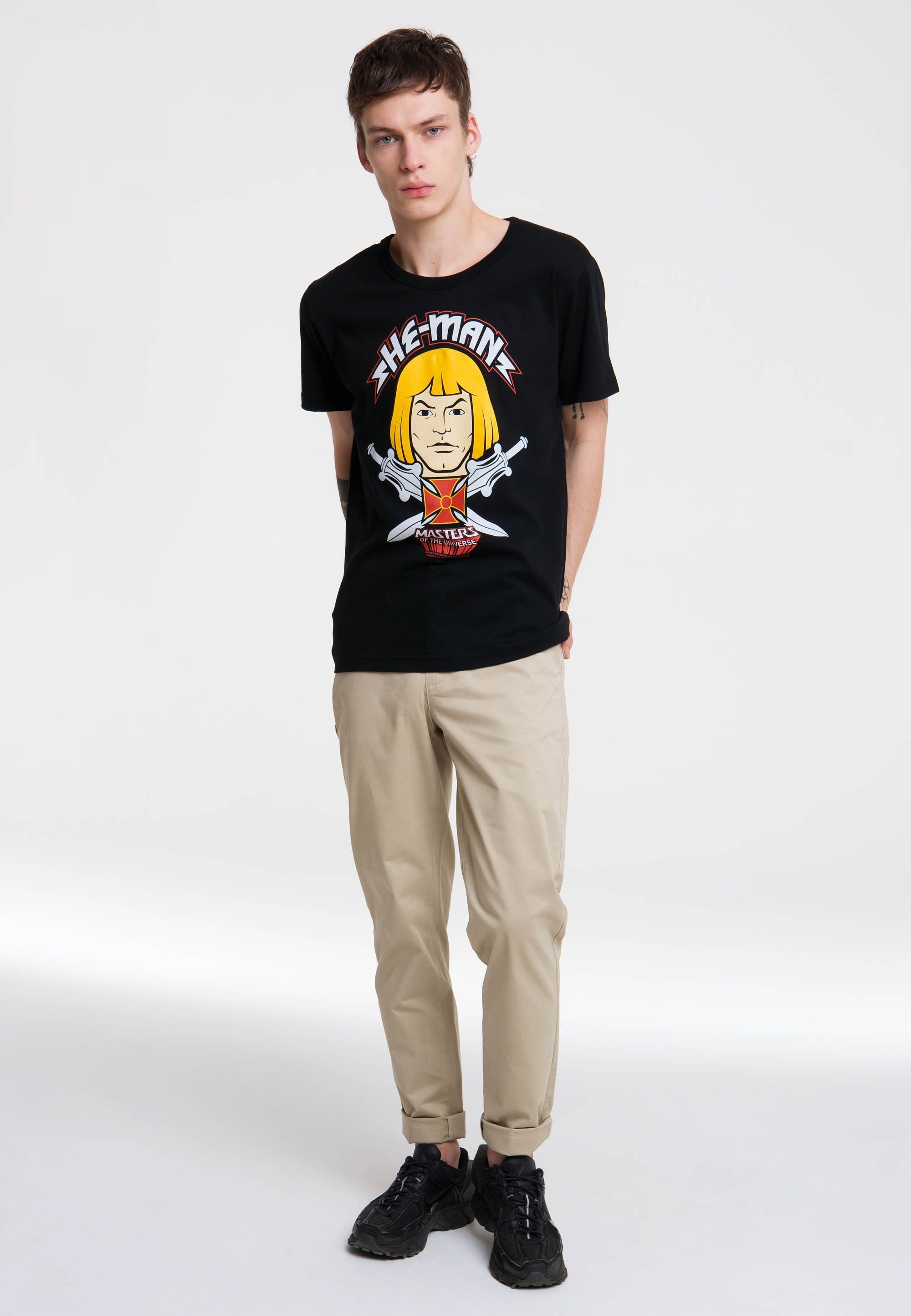 LOGOSHIRT T-Shirt großem Face He-Man - Frontprint mit