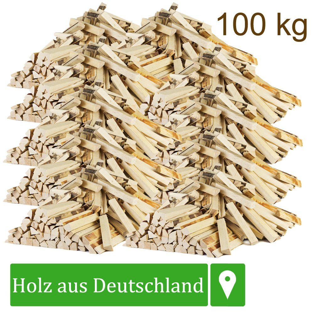 Flameup Kaminholz Anmachholz Anzündholz Brennholz Holz Kiefer 100 kg Ofen Kamin, 100 kg