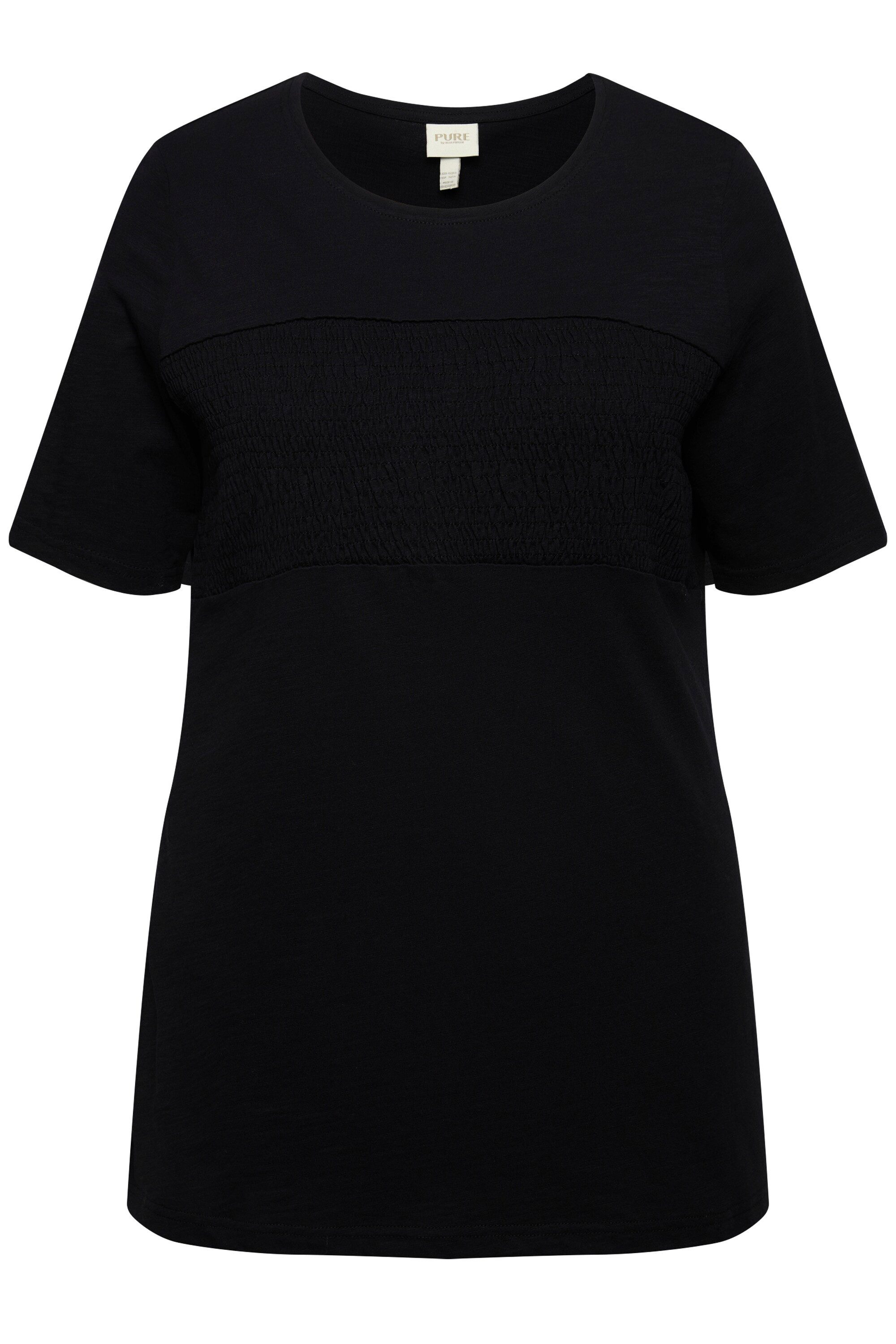 T-Shirt T-Shirt Smokstreifen Rundhals Halbarm Biobaumwolle