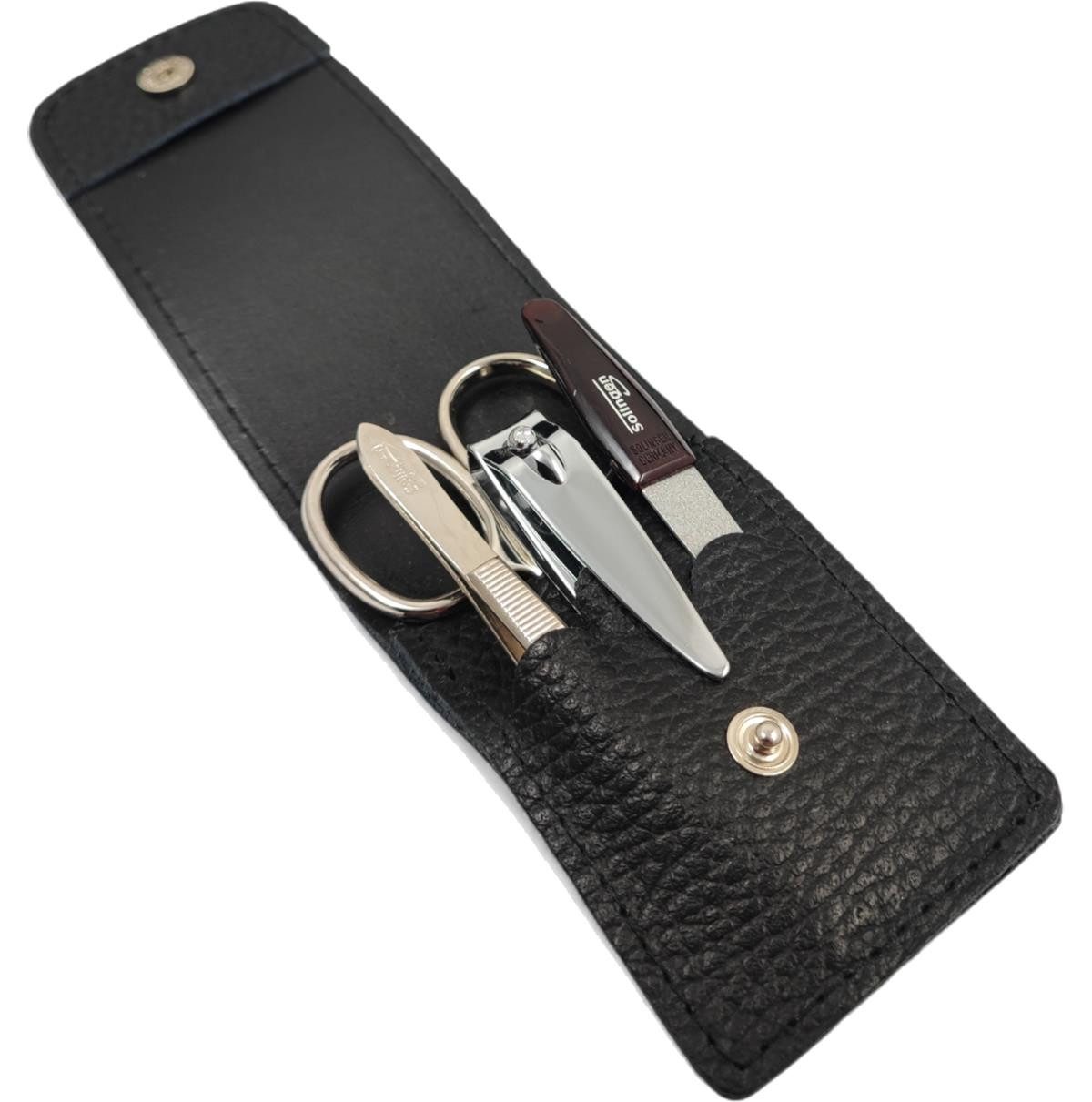 EloModa Maniküre-Kosmetik-Etui 4-teiliges Solingen* Maniküre Set mit Leder COCCO Etui, Nagelschere, 4 tlg., Made in Germany