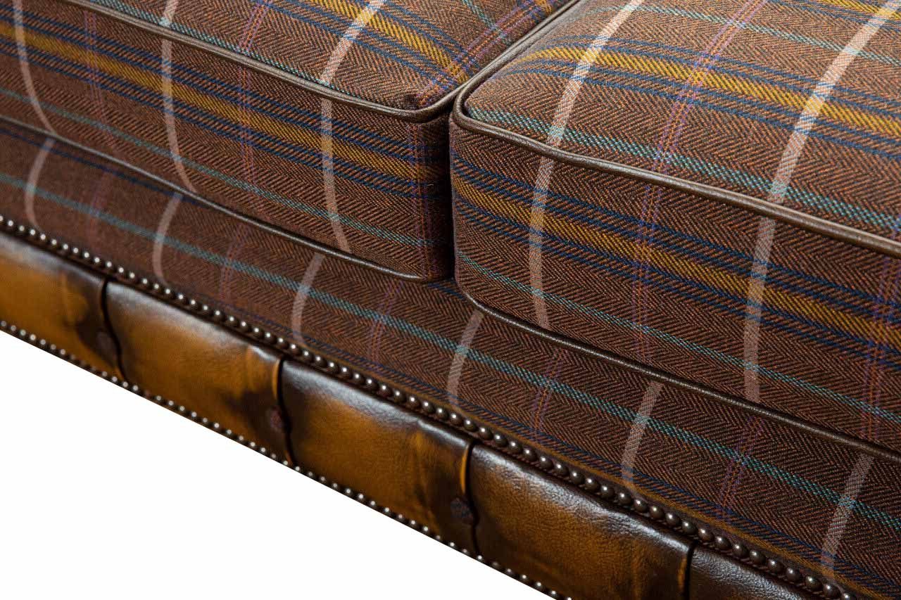 JVmoebel Chesterfield-Sofa 3-SITZIGES FISCHGRÄTENWOLLE MIT BRAUNES TWEED-SOFA HANDGEFERTIGTES