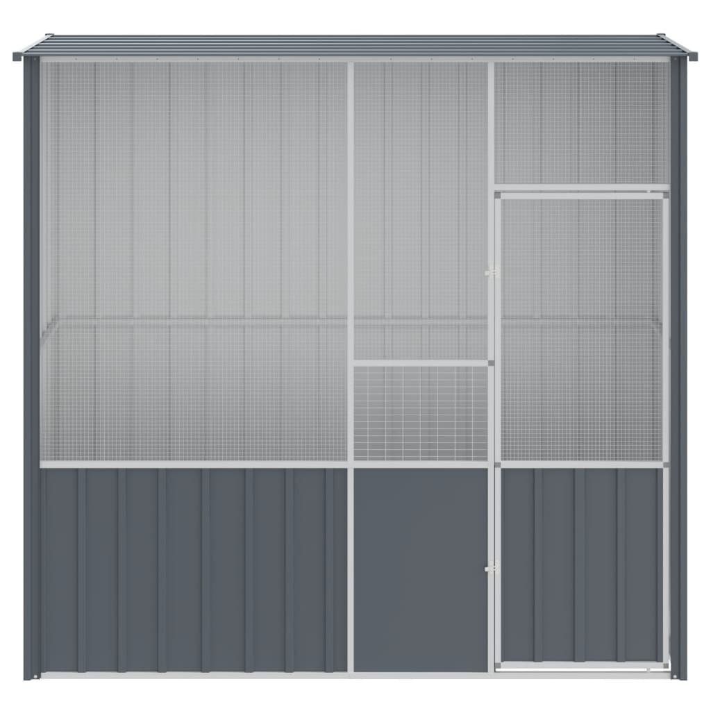 vidaXL Voliere 215 x 78 x 200 cm Voliere Anthrazit 215x78x200 cm Verzinkter Stahl Vog