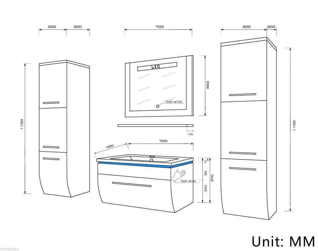 Homeline Badmöbel-Set Badmöbel Set Hochglanz lackiert LED System tauschsystem, (Sparset, 6-St., Set ANgebot ohne Waschtisch Armatur und Ablaufgarnitur), Lackiert Hochglanz LED Fertig montiert Touch system
