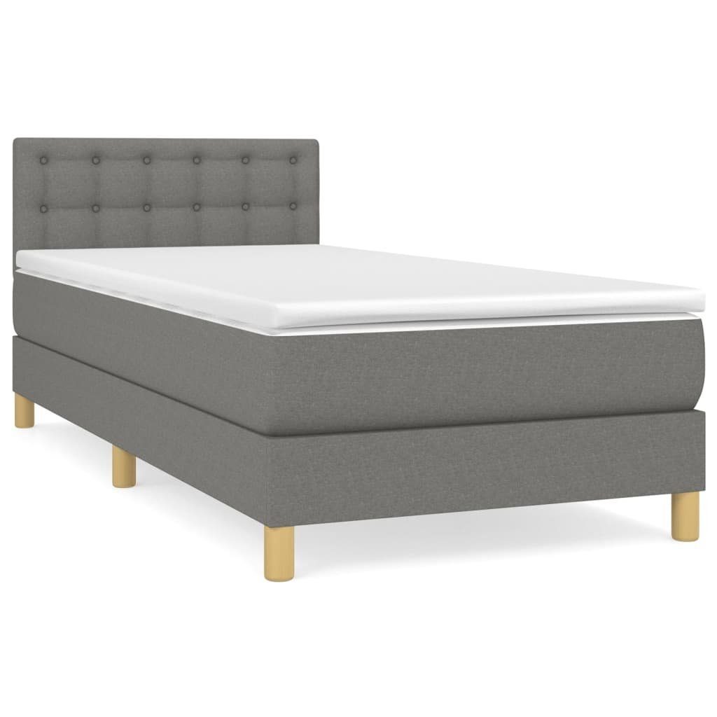 Boxspringbett 90 x 200 cm Boxspringbett mit Matratze Dunkelgrau 90x200 cm Stoff Bett