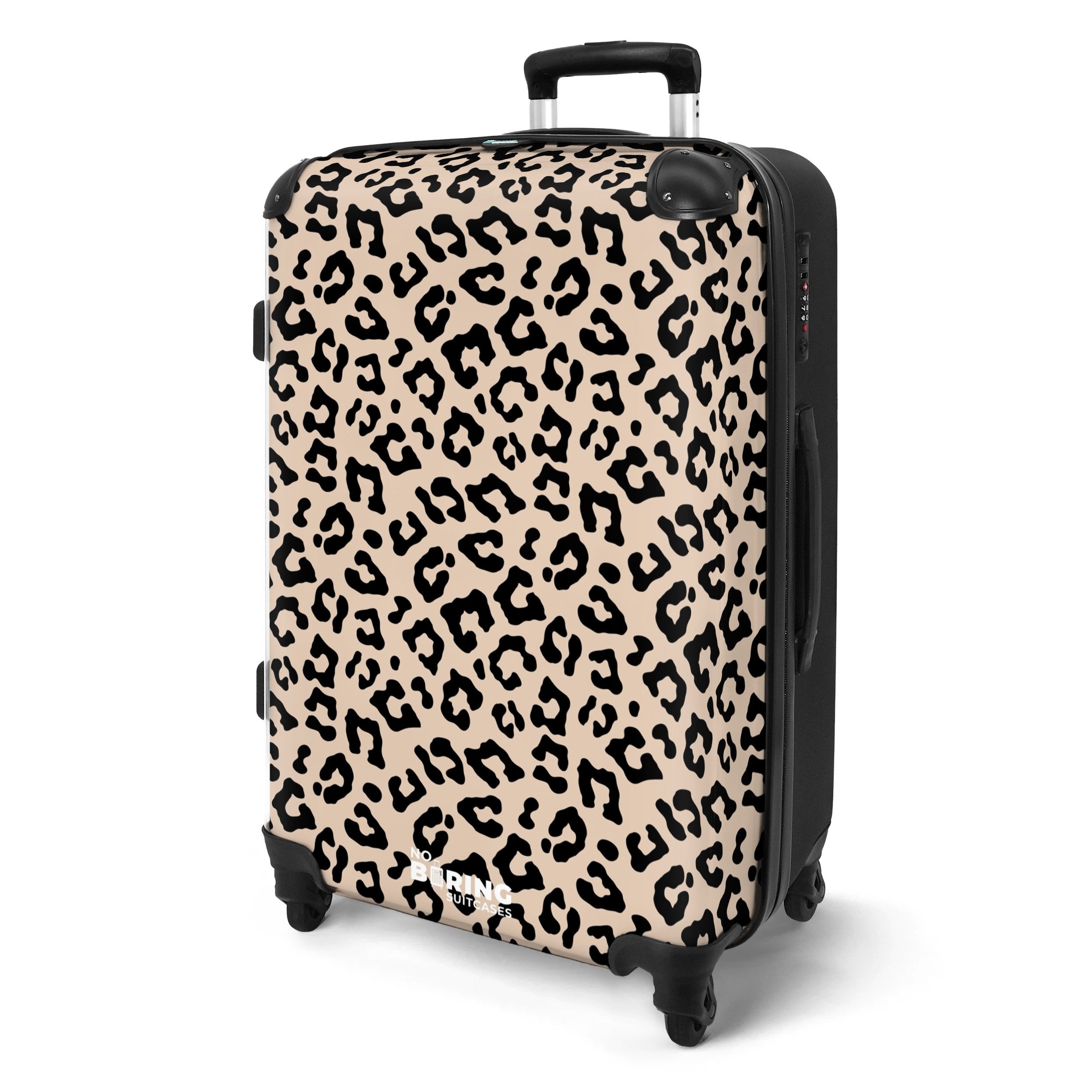 NoBoringSuitcases.com© Hartschalen-Trolley Beige mit schwarzem Pantherdruck günstig online kaufen