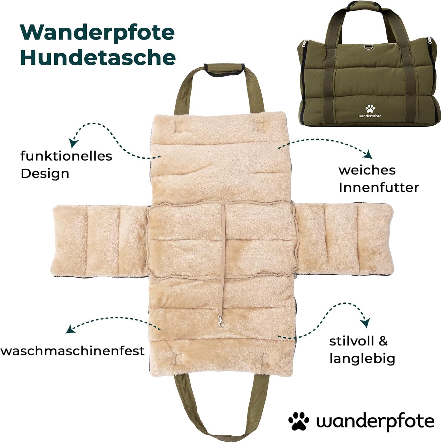 Wanderpfote Tiertransporttasche Tragetasche bis 10kg, leichte Umhängetasche Bequeme für Reisen