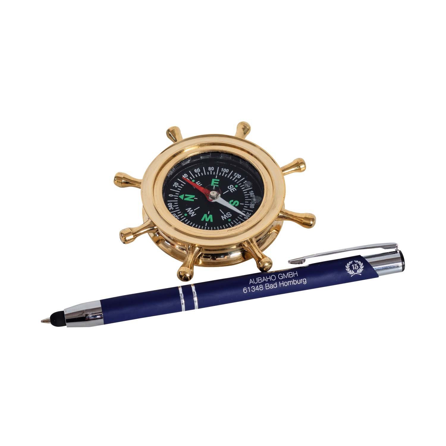 Aubaho Steuerrad Kompass Navigation Kompass Dekoration Maritim Messing Antik-Stil