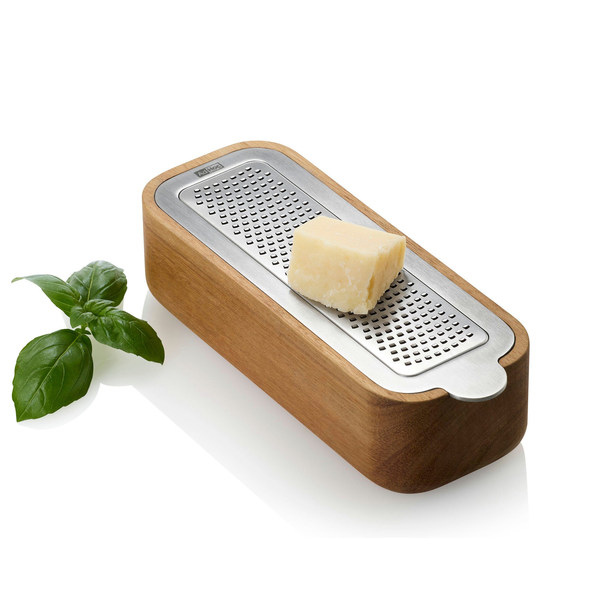AdHoc Käsereibe Tisch-Feinreibe CutnServe, Akazienholz, Edelstahl, (1-St), für Gewürze, Hartkäse, Nüsse, Schokolade und vieles mehr