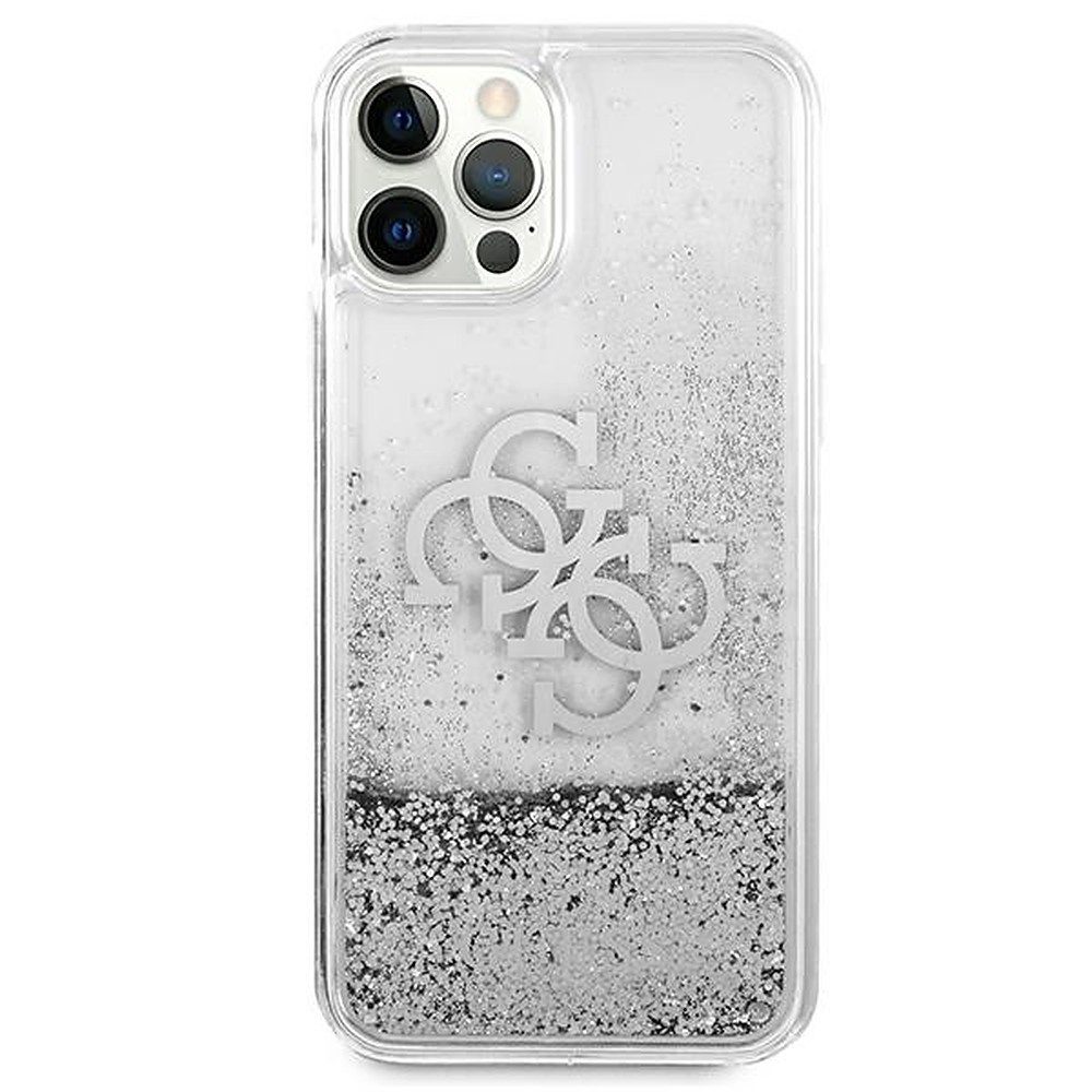 Guess Handyhülle Schutzhülle Glitzerhülle Smartphonehülle 6,7 Zoll, Flüssigglitzer, 4G-Logo, kratzfest, transparent