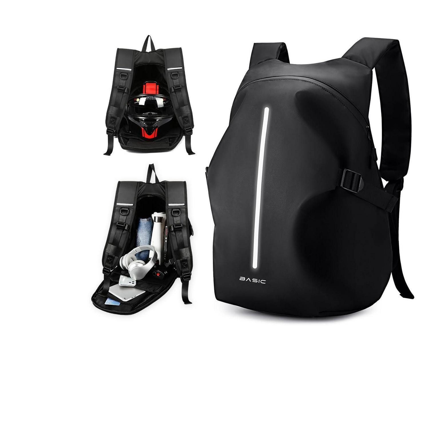 LuxusKollektion Tankrucksack Helmrucksack Motorrad Herren Damen reflektierend E-schwarz L