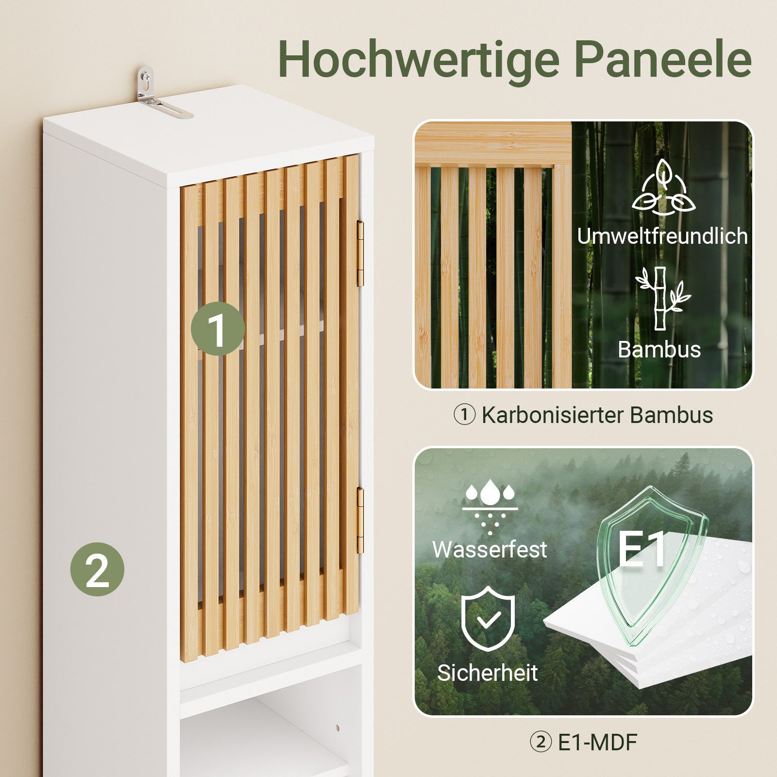 SoBuy Hochschrank BZR34, Badschrank schmal 20 cm, Badezimmerschrank, Hochschrank bad Badkommode, extra Stauraum für kleine Bäder, schlankes Design – Bild 5 von 5