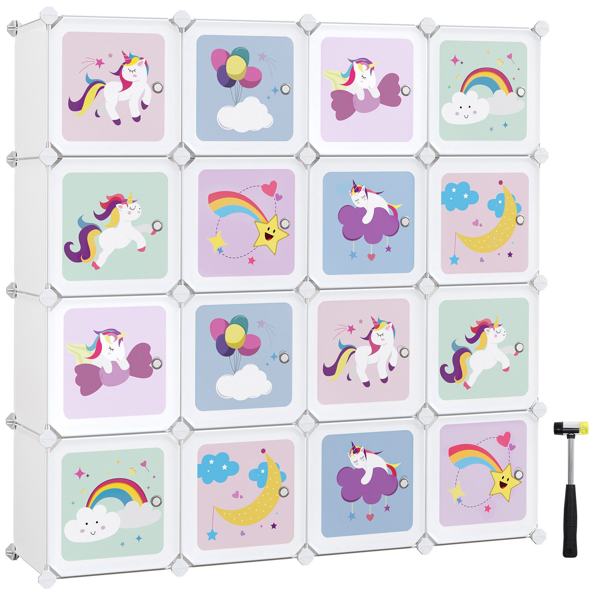 SONGMICS Aufbewahrungsbox Kinderregal, mit 16 Würfeln, 123 x 31 x 123 cm günstig online kaufen