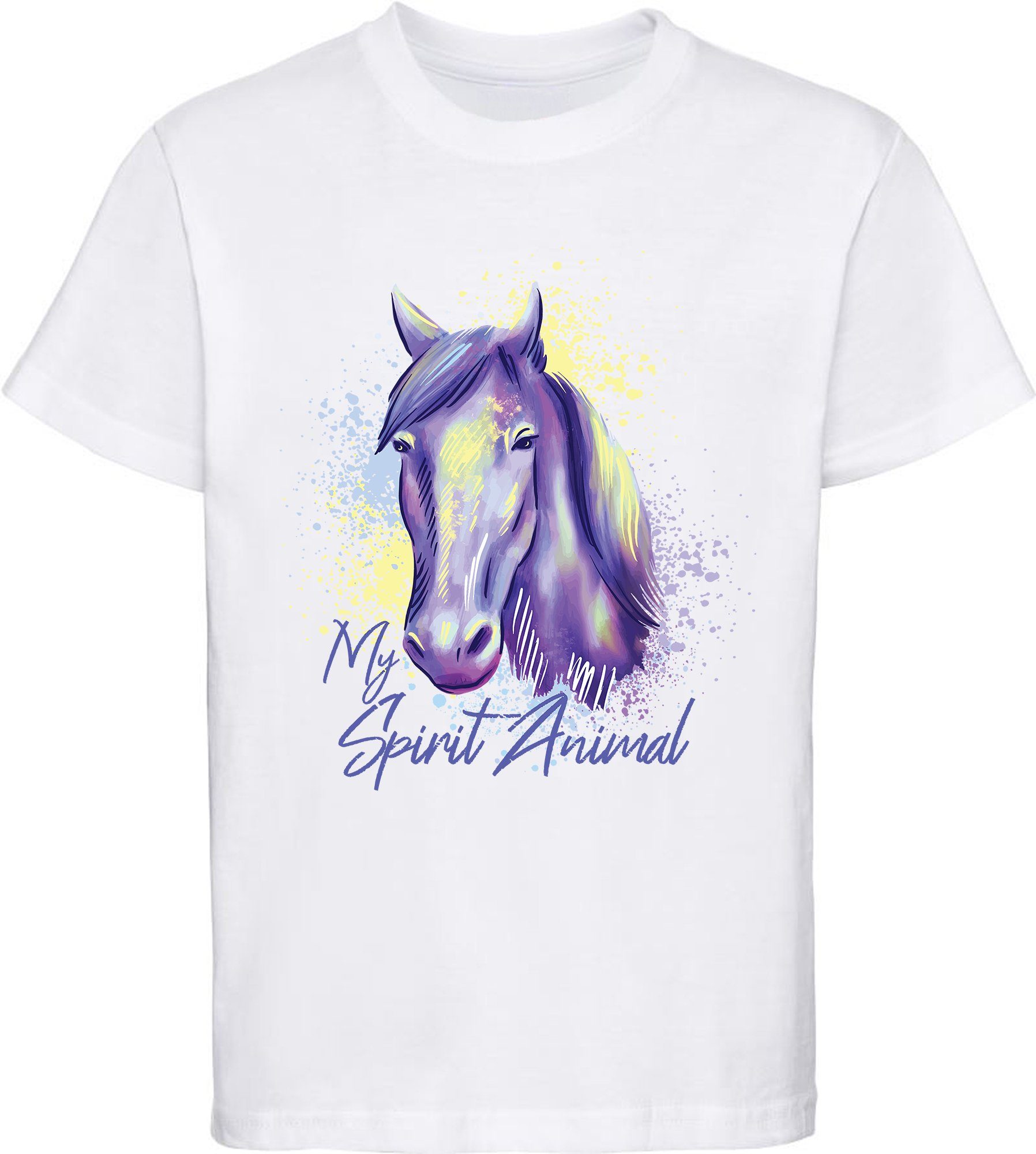 MyDesign24 Print-Shirt bedrucktes Mädchen T-Shirt gemalter Pferdekopf Baumwollshirt mit Aufdruck, i158 weiss