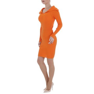 Ital-Design Minikleid Damen Freizeit Stretch Strickoptik Minikleid in Orange