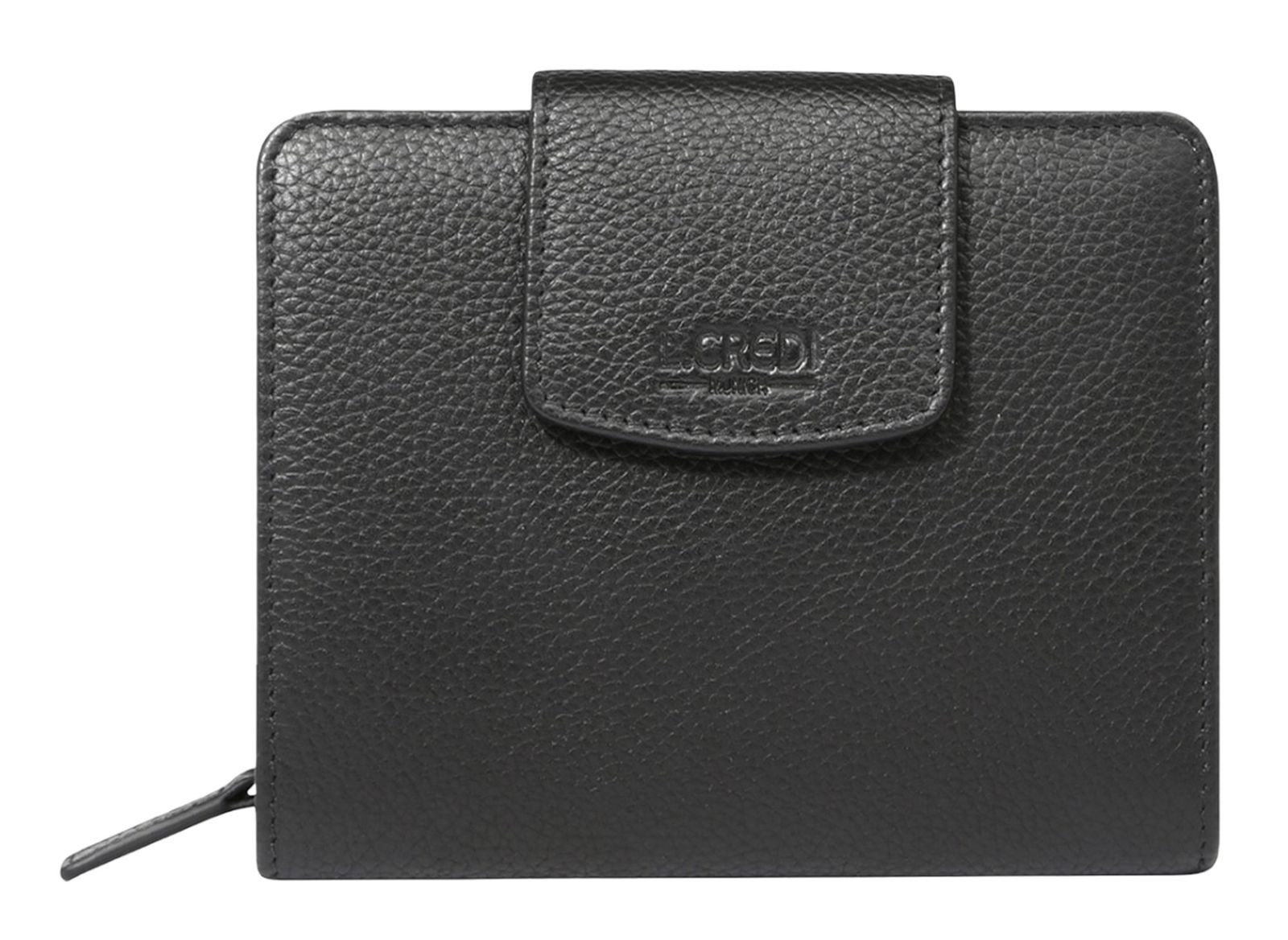 L. CREDI Geldbörse Flap Wallet, aus echtem Leder mit RFID-Blocker Schutz