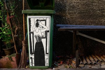 MuchoWow Wandsticker Vor dem Spiegel - Samuel Jessurun de Mesquita (1 St), Mülleimer-aufkleber, Mülltonne, Sticker, Container, Abfalbehälter