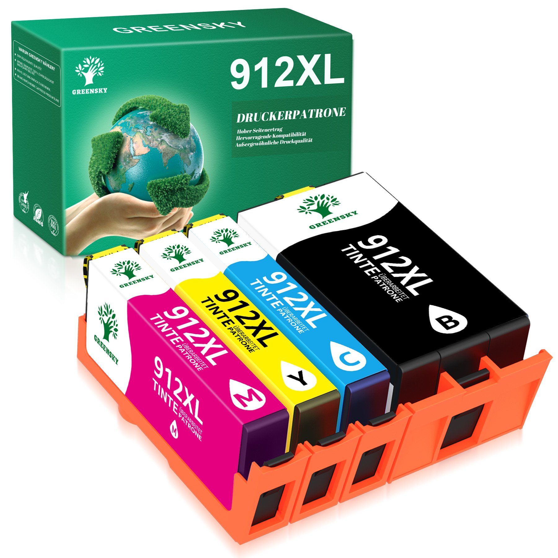 Greensky für HP 912 8010 Tintenpatrone XL 8012 OfficeJet Multipack (0-tlg) 912XL