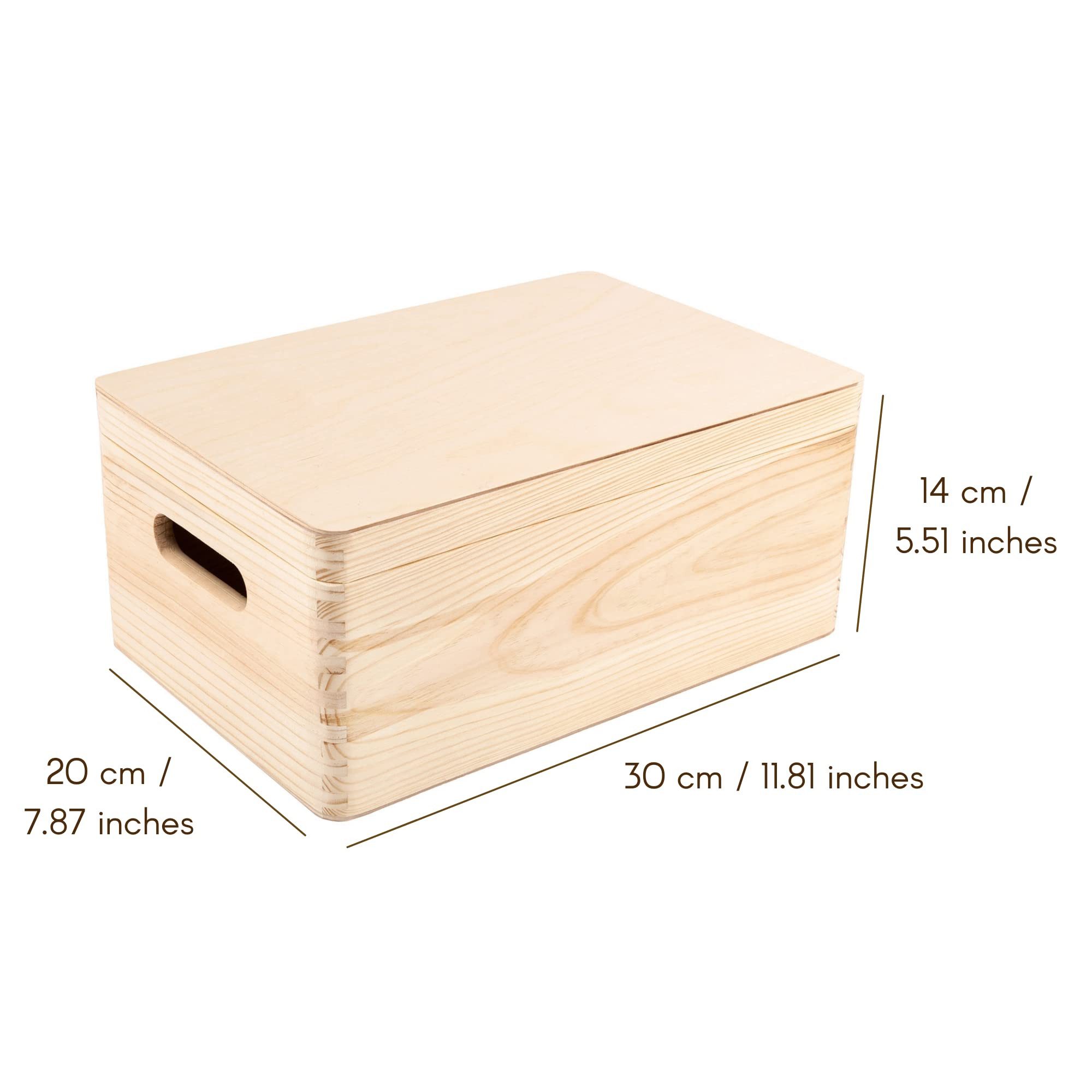 Creative Deco Holzkiste mit Deckel 30x20x14 cm (1cm)