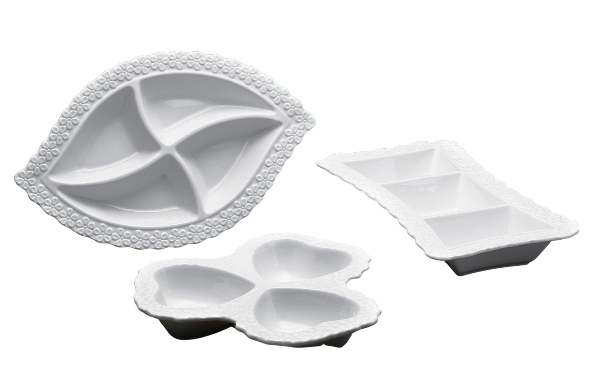 ZELLERFELD Frühstücks-Set 3-Teilig Frühstücksset Snackset Cerez Seti Servierschalen Porzellan (3-tlg)