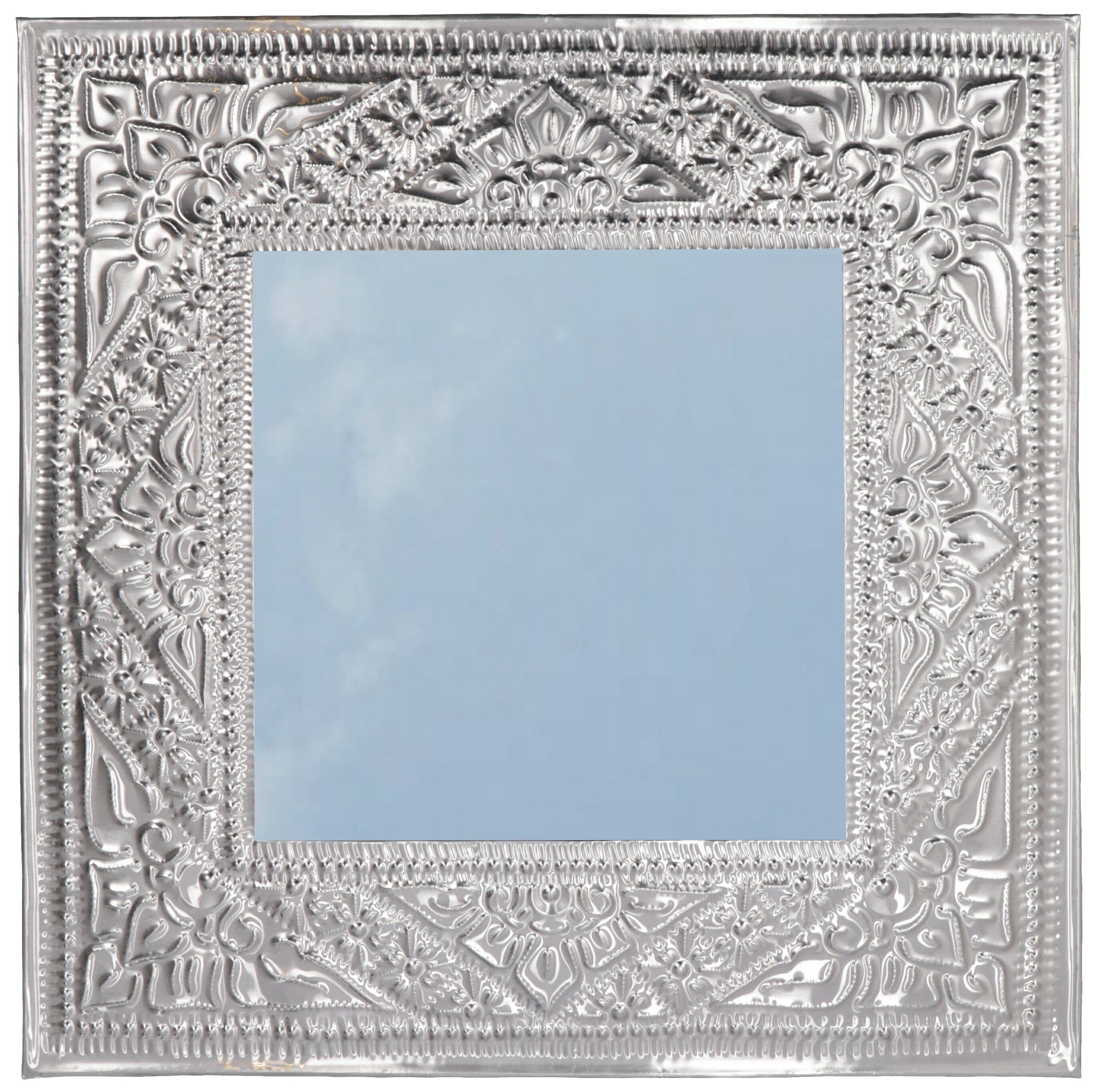 Guru-Shop Dekospiegel Spiegel Aluminium.. aus handgeprägtem Rahmen mit