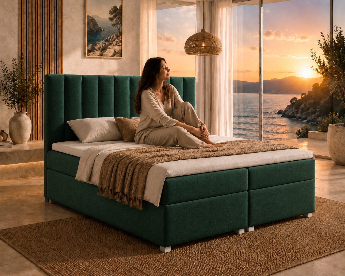 Best for Home Boxspringbett Trinity K-10 mit zwei Bettkasten Premium mit Komfort Topper – modern (Doppelbett mit Stauraum, Federkernmatratze, gepolstertes Kopfteil, Doppelbett versch. Größen, 140x200 160x200 180x200 200x200 cm), Handwerksqualität, TOP Preis-Leistungs-Verhältnis