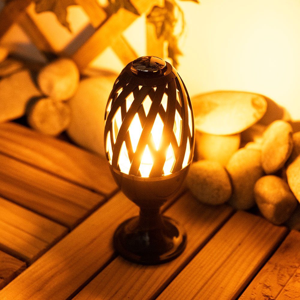 LED-Leuchtmittel LED Außen-Tischleuchte, Lampe fest verbaut, Außen Feuer Garten Warmweiß, Effekt Steck Erdspieß Tisch etc-shop LED Leuchte