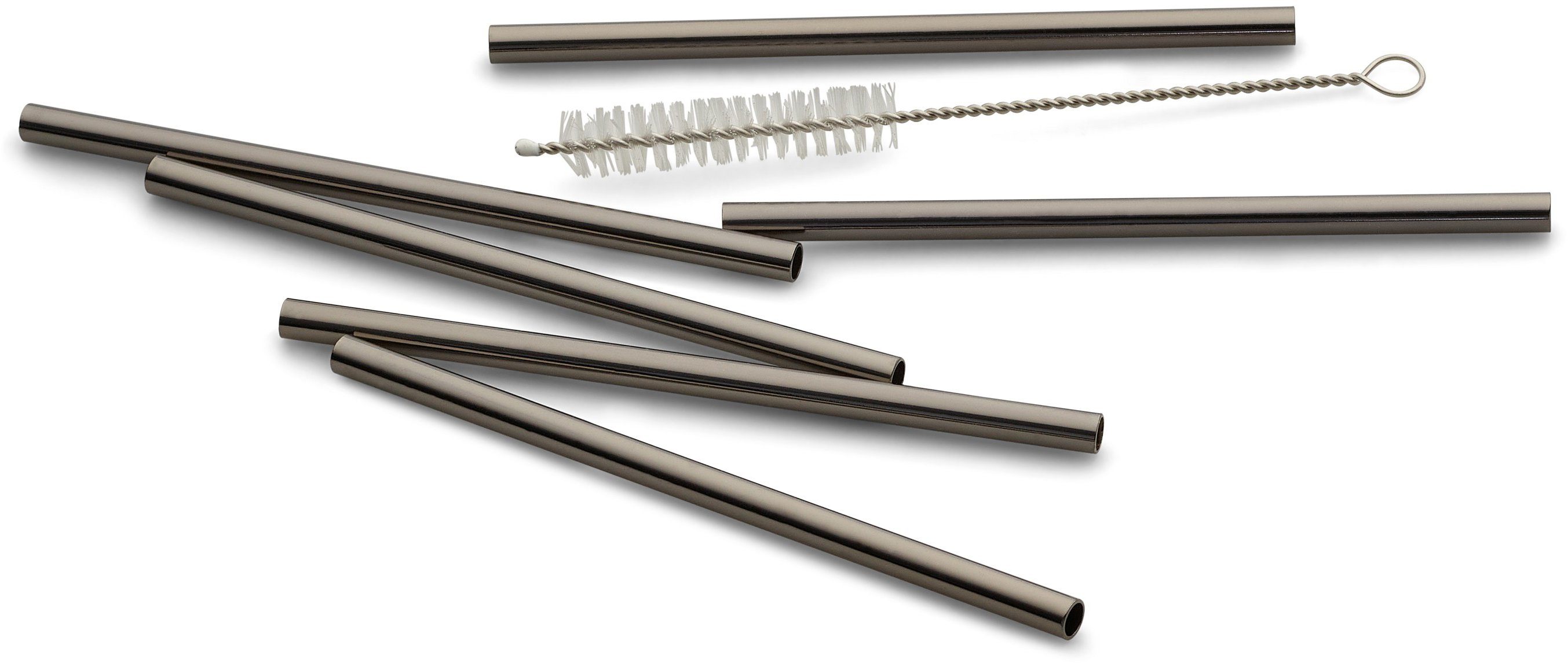 ECHTWERK Trinkhalme Small, (Set, 7-tlg), aus Edelstahl inkl. Reinigungsbürste, (Trinkhalm: 12cm,Bürste: 13, cm)